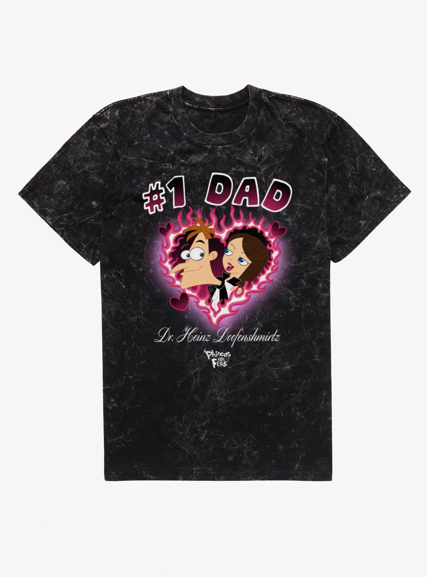 Disney Phineas And Ferb Number 1 Dad Flame Heart Dr. Doofenshmirtz Mineral Wash T-Shirt, , hi-res