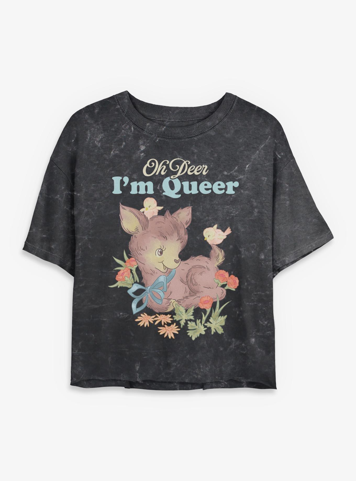 Queer Deer Womens Mineral Wash Crop T-Shirt BoxLunch Exclusive