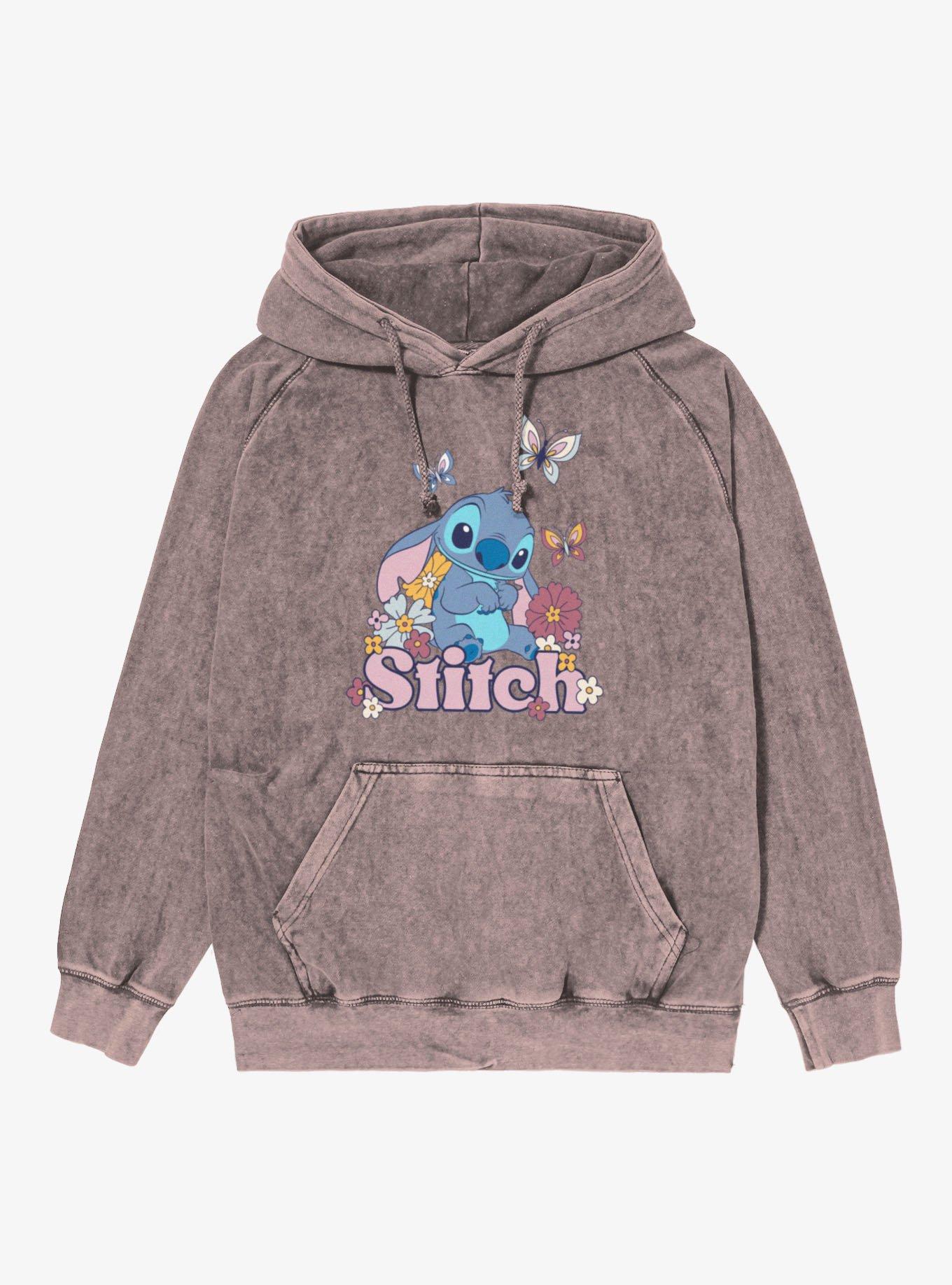 Disney Lilo & Stitch Flowers And Butterfly Mineral Wash Hoodie, , hi-res
