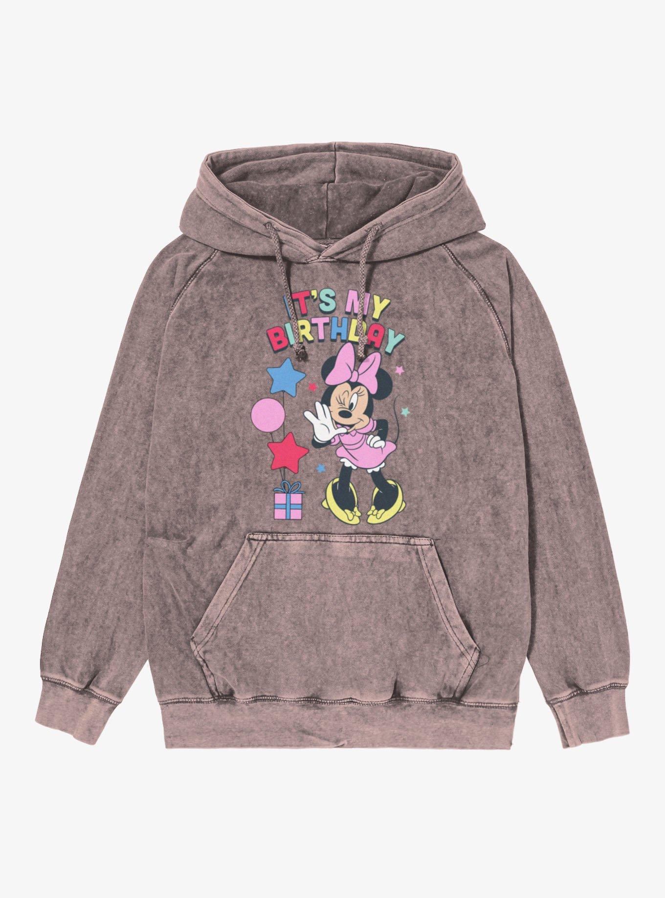 Disney Minnie Mouse It's My Birthday Wink And Whisper Mineral Wash Hoodie, , hi-res