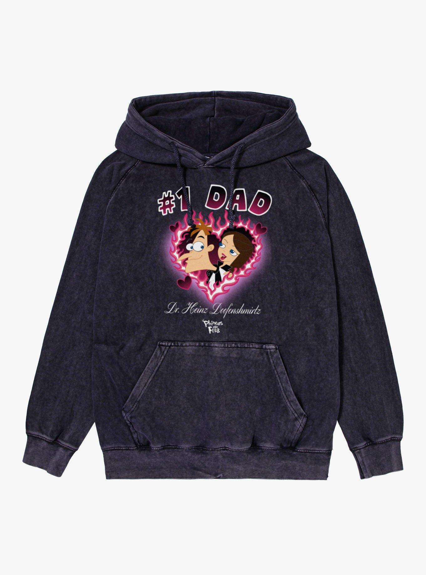 Disney Phineas And Ferb Number 1 Dad Flame Heart Dr. Doofenshmirtz Mineral Wash Hoodie, , hi-res