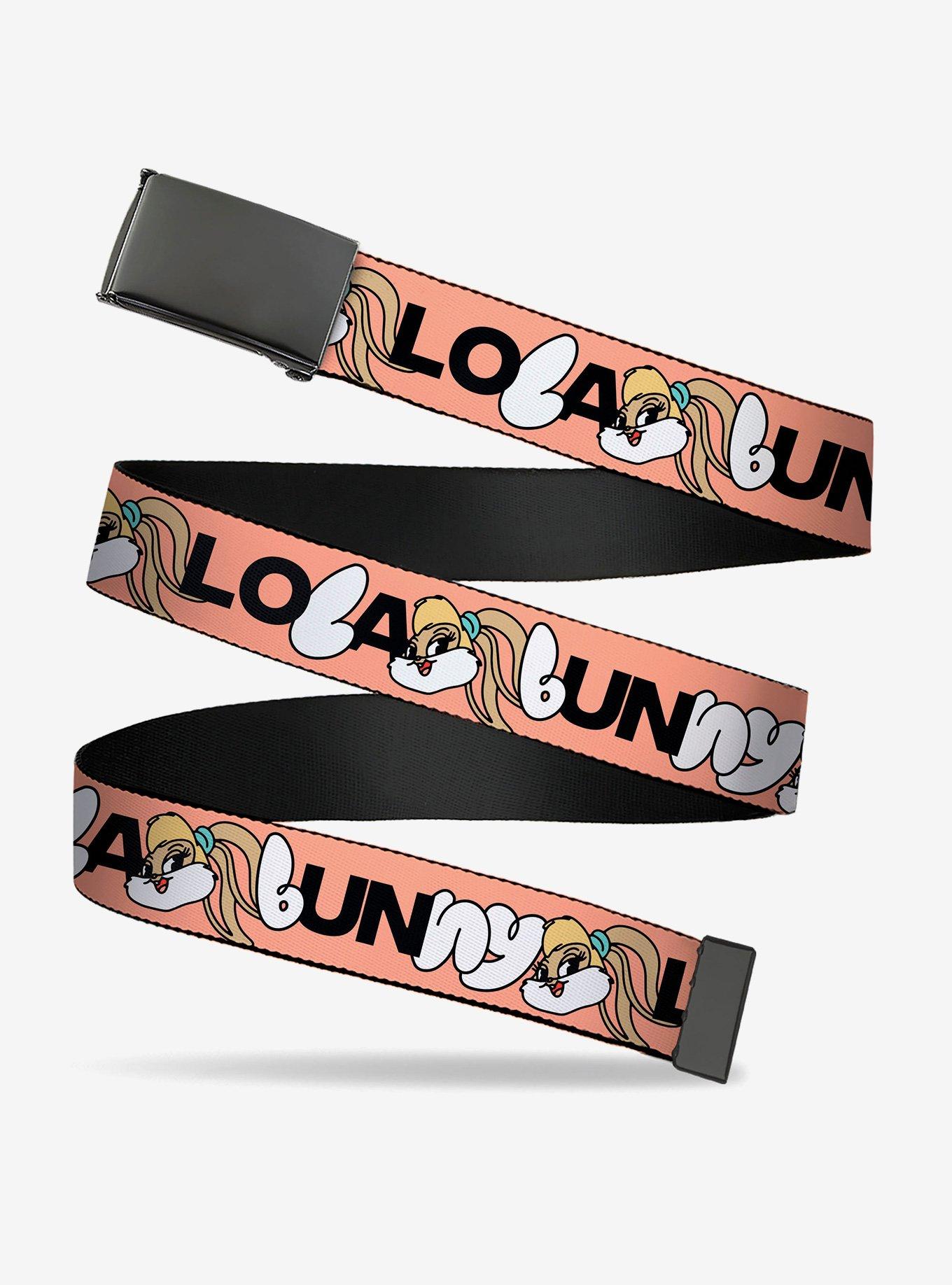 Looney Tunes Lola Bunny Smiling Face Text Peach Clamp Buckle Belt, , hi-res