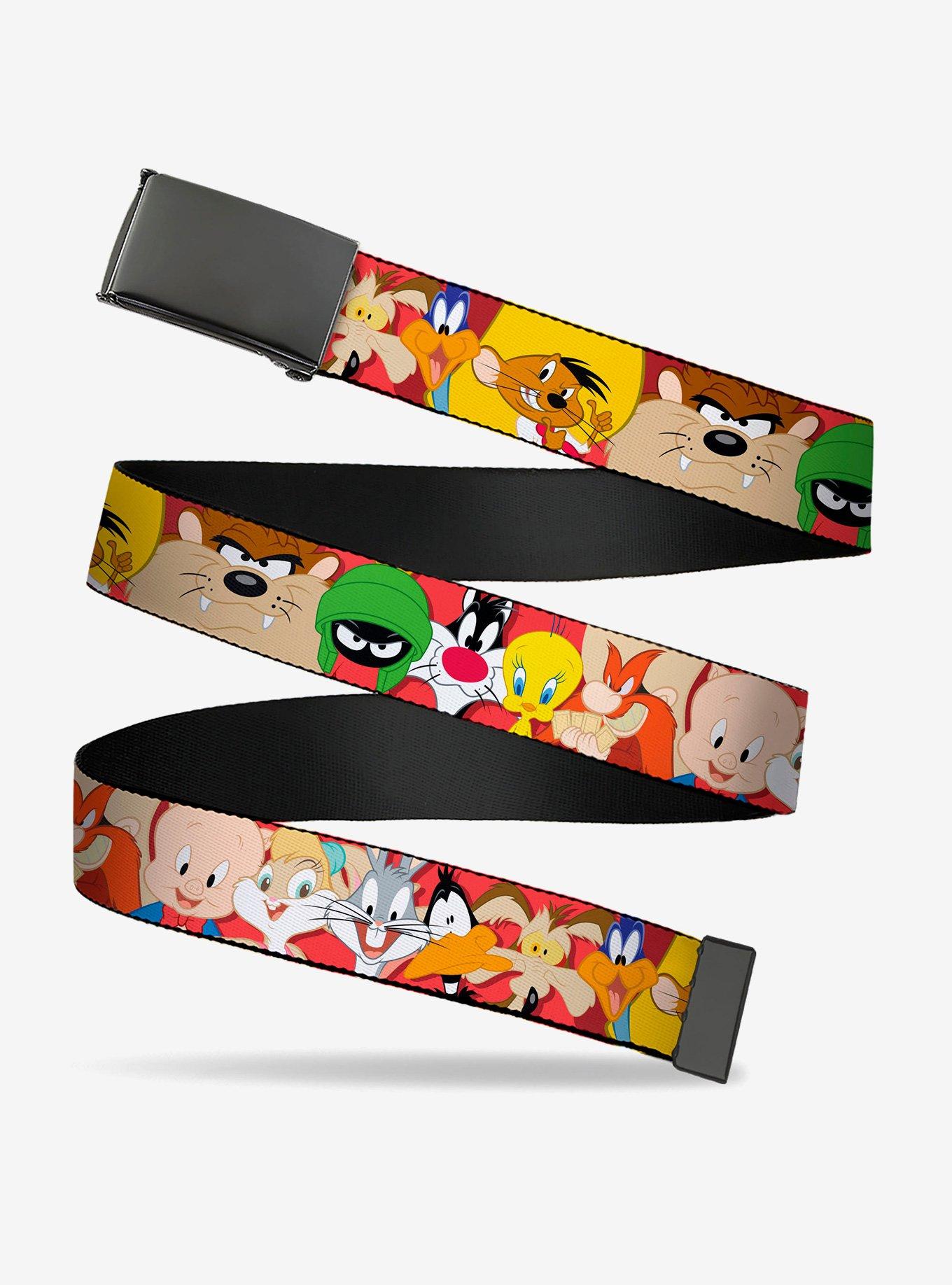 Looney Tunes Twelve Character Expressions Red Clamp Buckle Belt, , hi-res