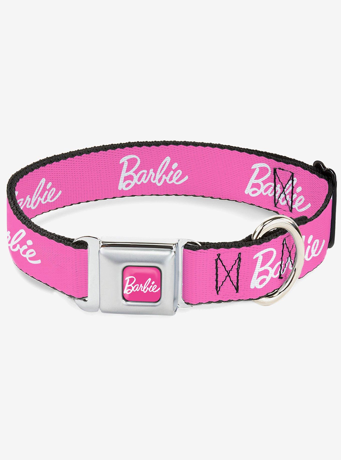 Barbie Script Signature Logo Seatbelt Buckle Dog Collar, , hi-res