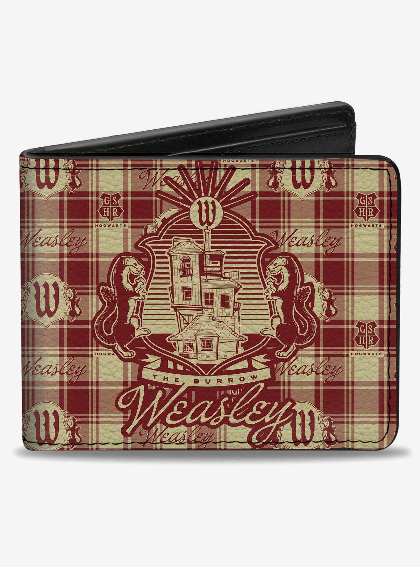 Harry Potter Weasley Family House Crest Plaid Beige Bifold Wallet, , hi-res