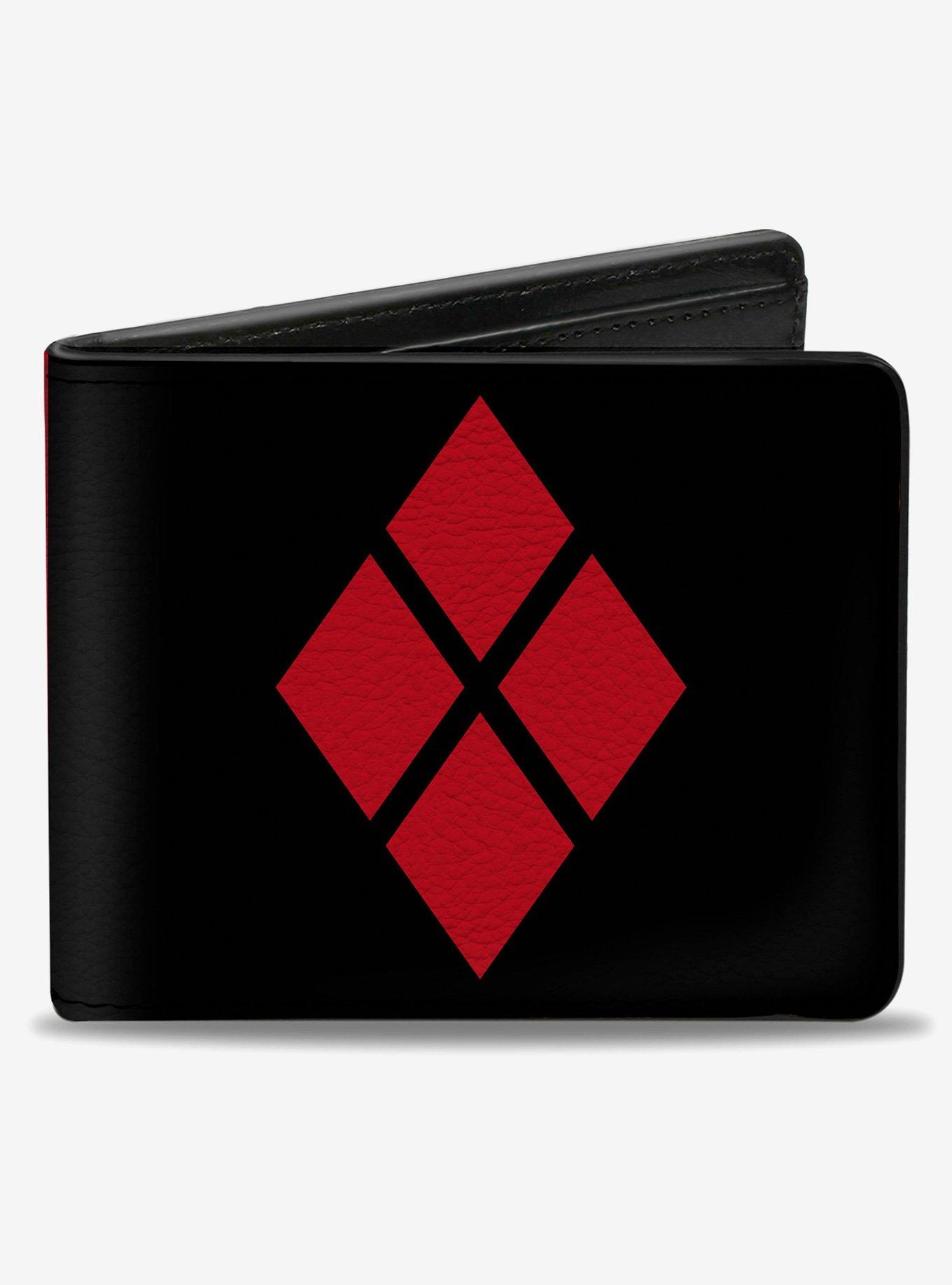 DC Comics Harley Quinn Diamond Blocks Black Red Bifold Wallet, , hi-res