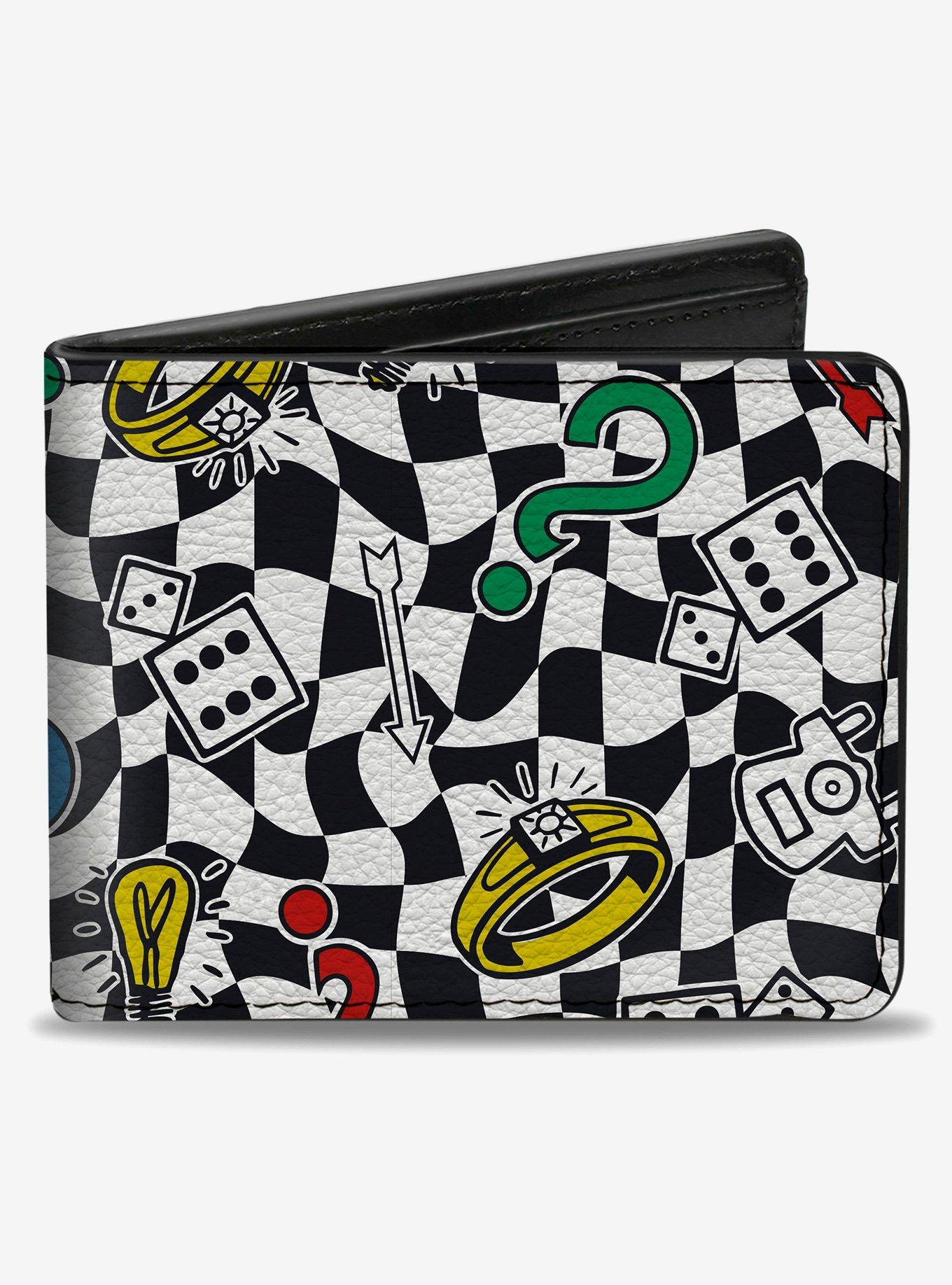 Monopoly Game Icons Scattered Checker Warp Bifold Wallet, , hi-res