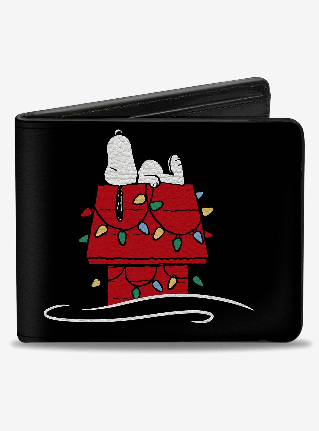Peanuts Snoopy Dog House Pose Home For the Holidays Black Bifold Wallet, , hi-res