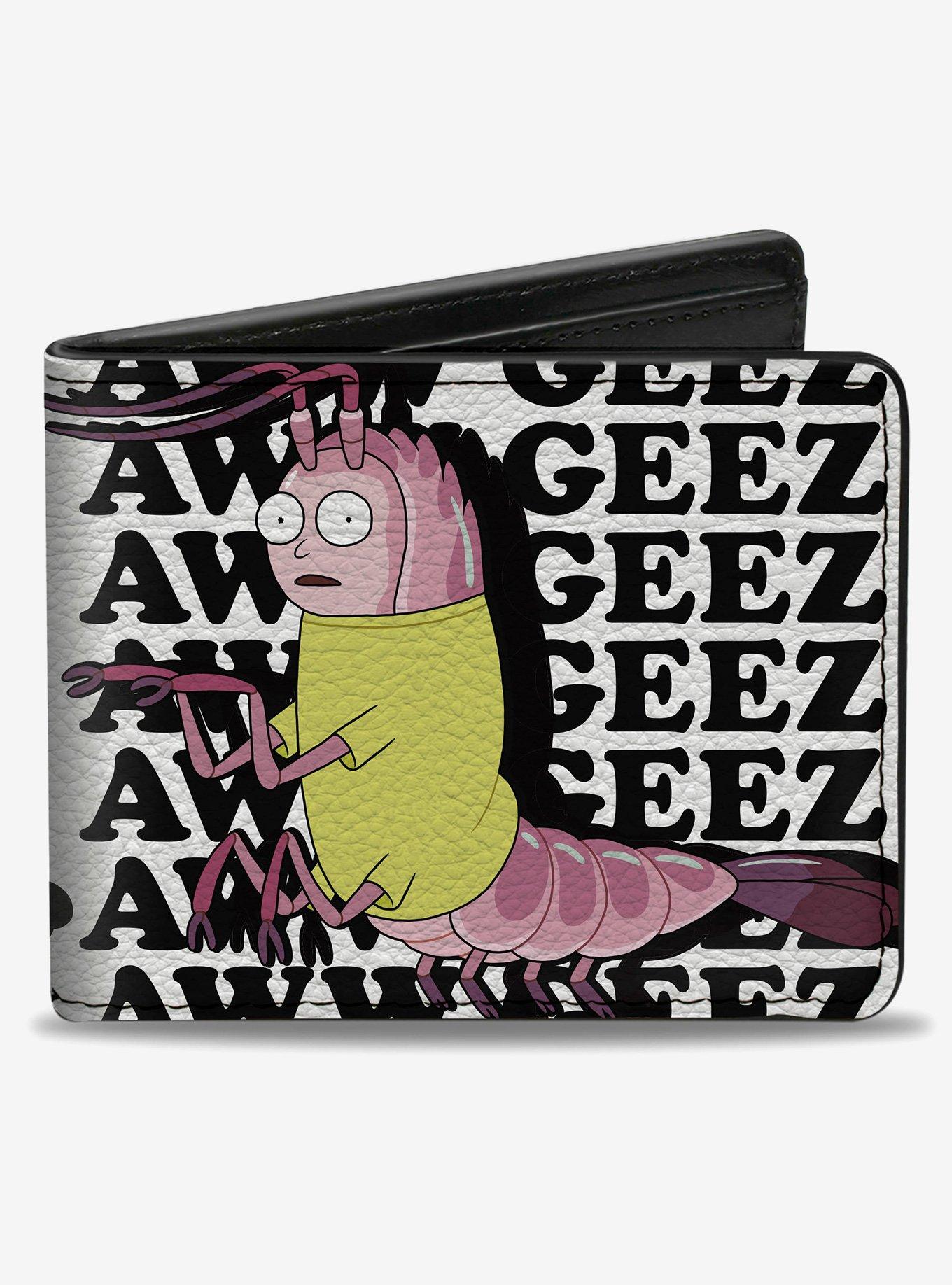 Rick and Morty Rick and Morty Shrimp Morty Aww Geez Pose and Text Bifold Wallet, , hi-res