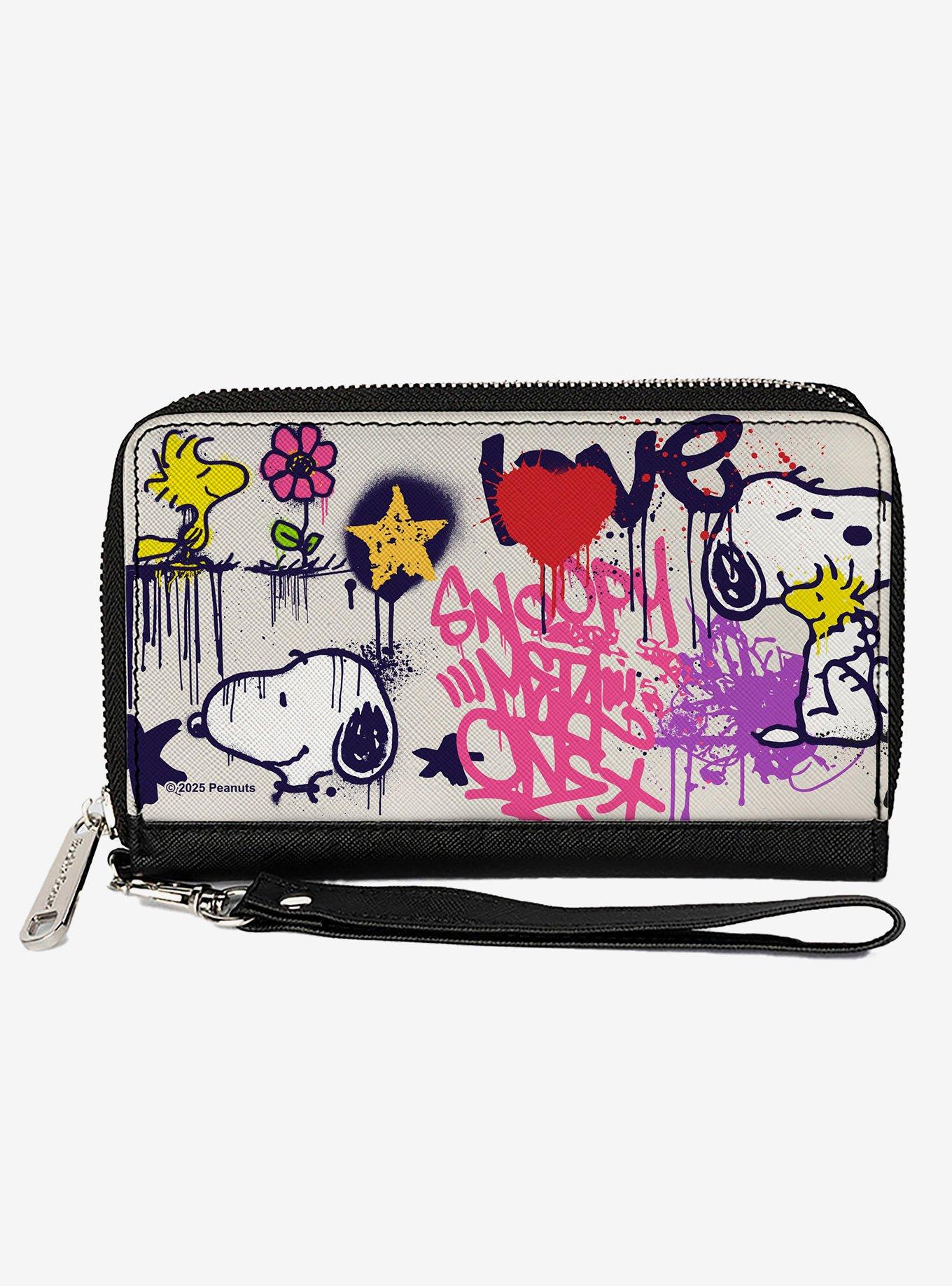 Peanuts Snoopy and Woodstock Graffiti Collage Multi Zip Around Wallet, , hi-res