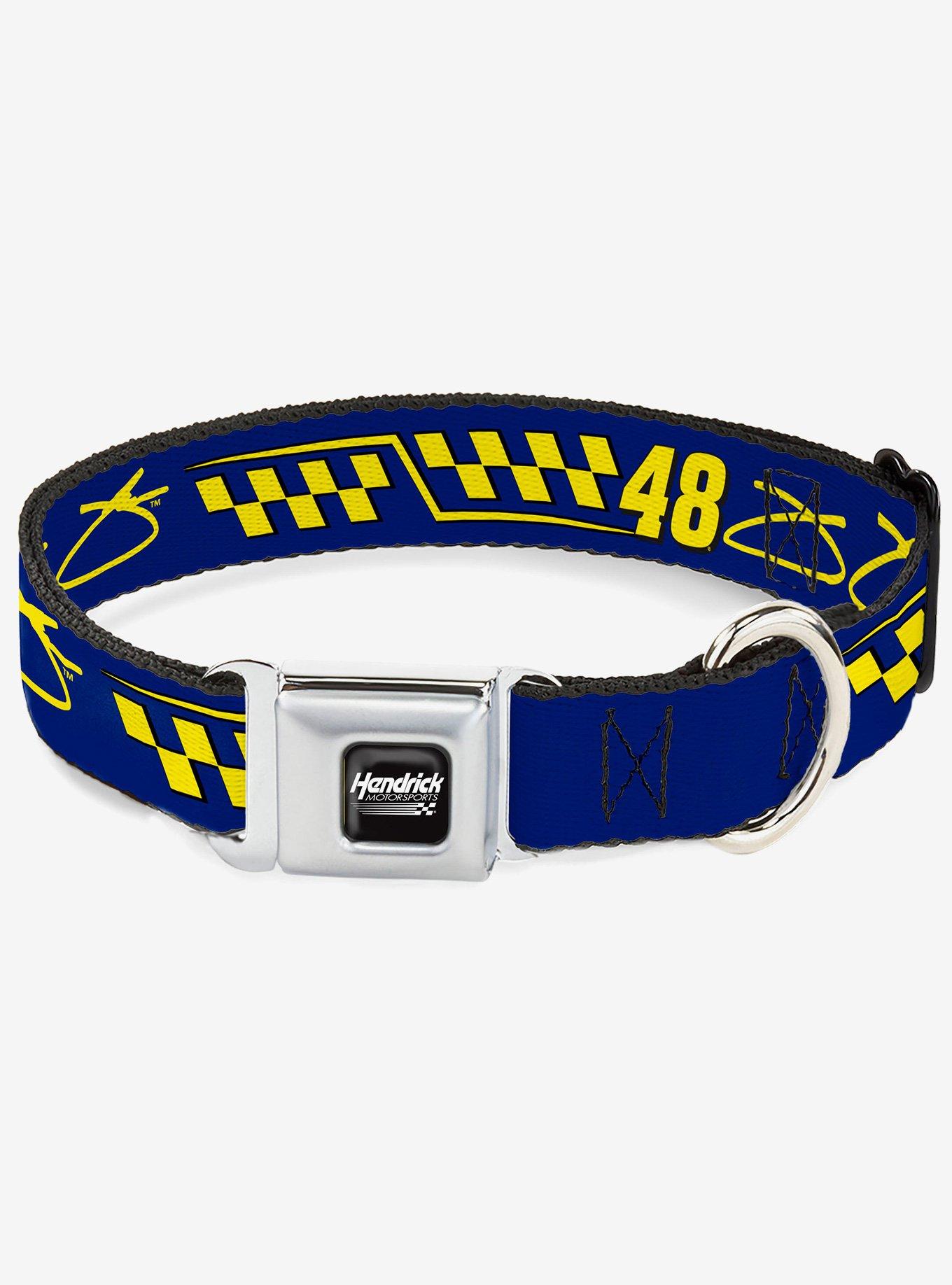 Hendrick Motorsports Jimmie Johnson #48 Autograph Checker Seatbelt Buckle Dog Collar, , hi-res