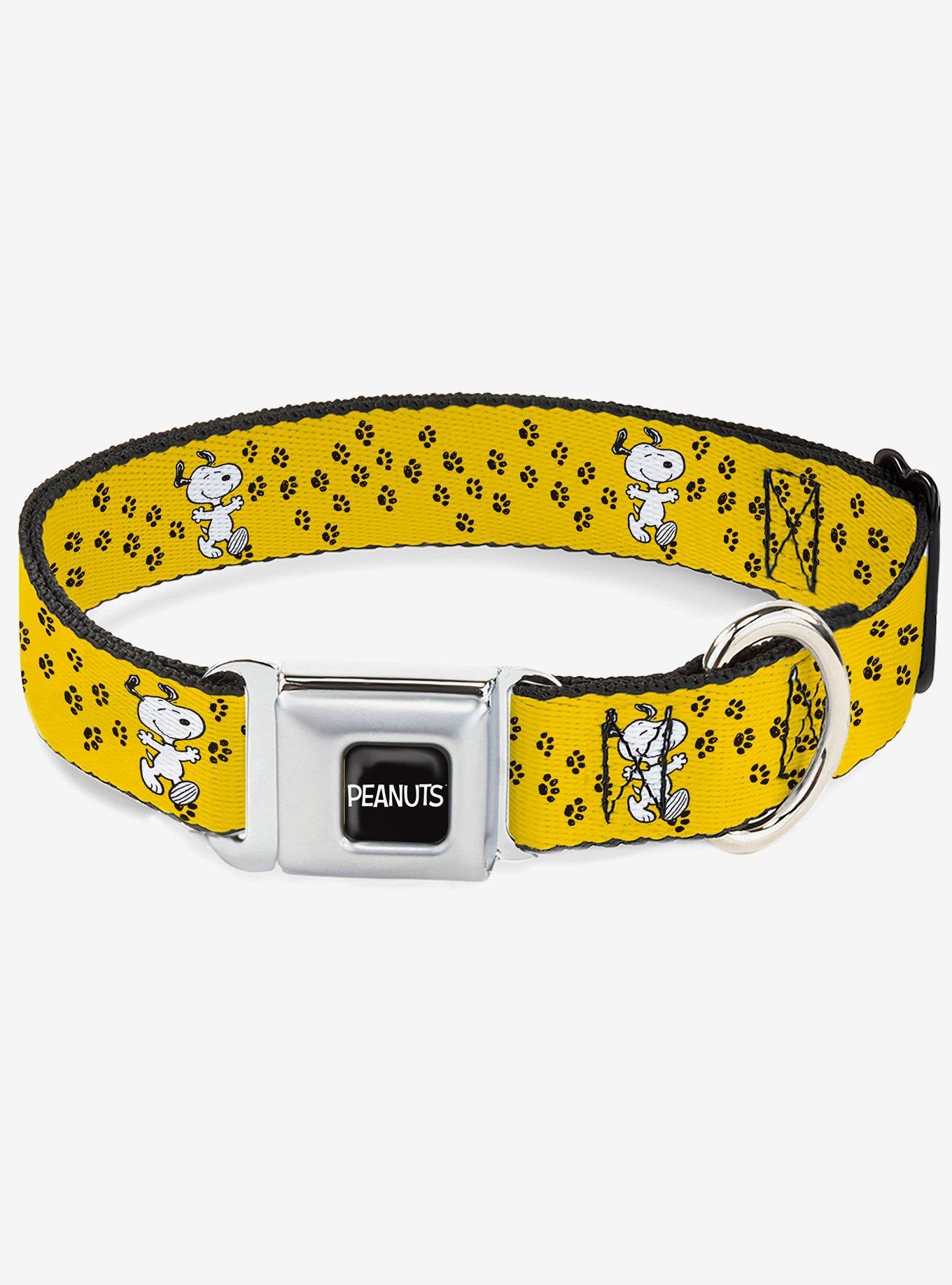 Peanuts Snoopy Smiling Pose Paw Print Seatbelt Buckle Dog Collar, , hi-res