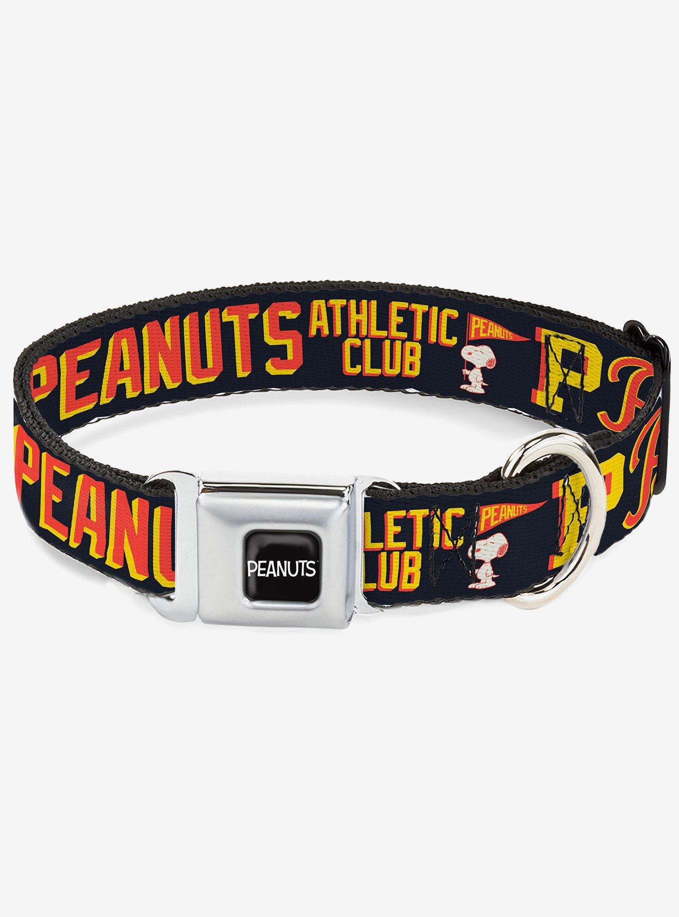 Peanuts Athletic Club Poses and Quotes Black Seatbelt Buckle Dog Collar, , hi-res