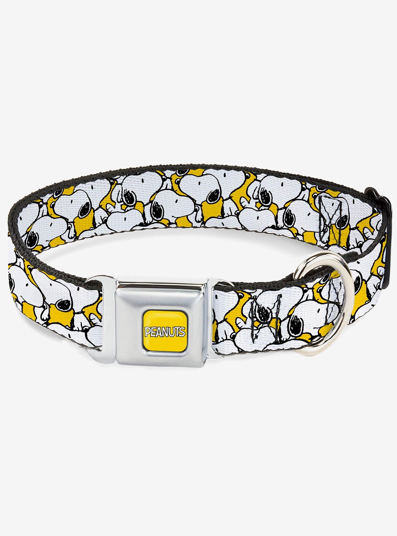 Peanuts Snoopy Pose Stacked Yellow Seatbelt Buckle Dog Collar, , hi-res