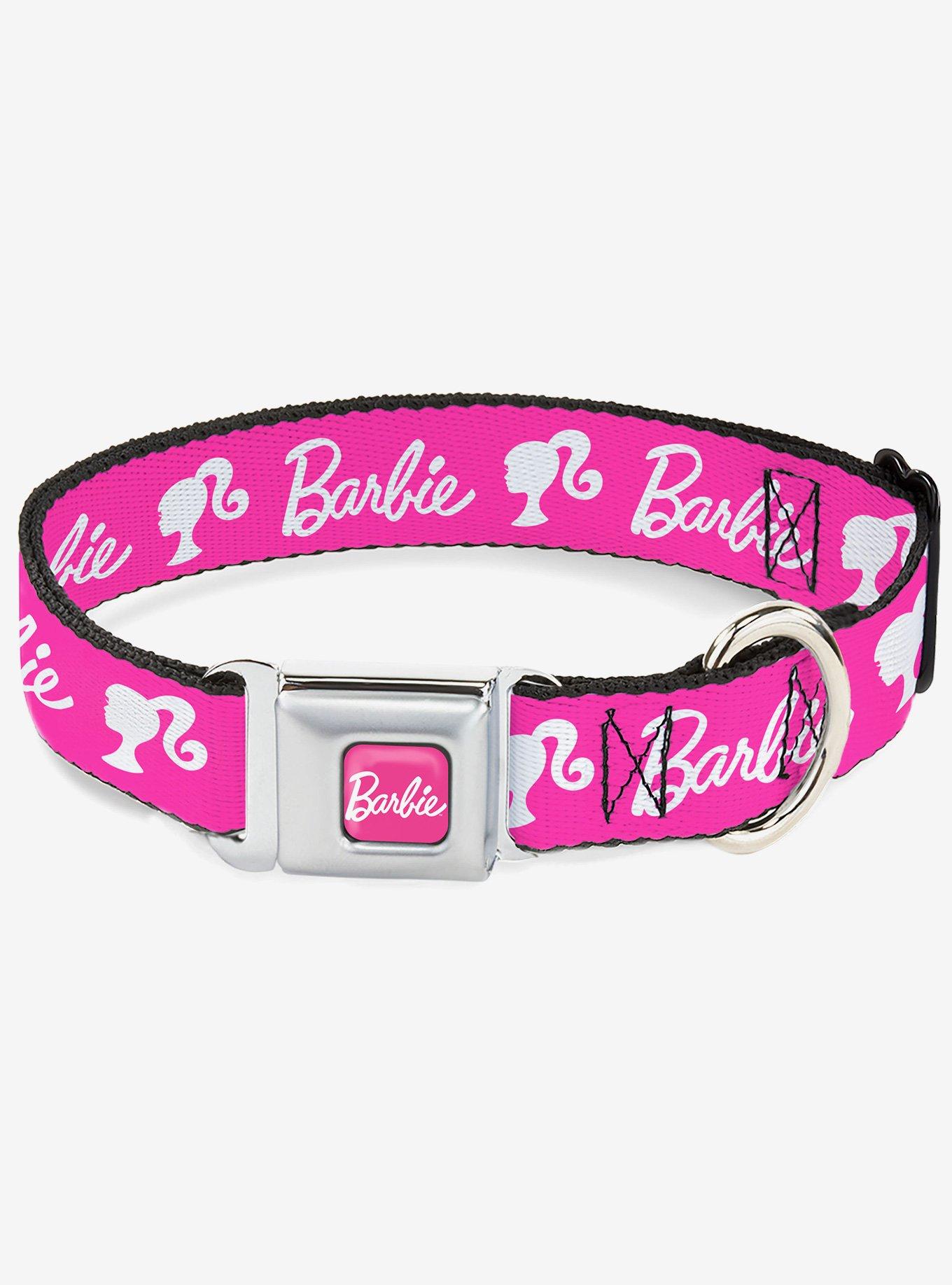 Barbie Script Signature Logo and Silhouette Seatbelt Buckle Dog Collar, , hi-res