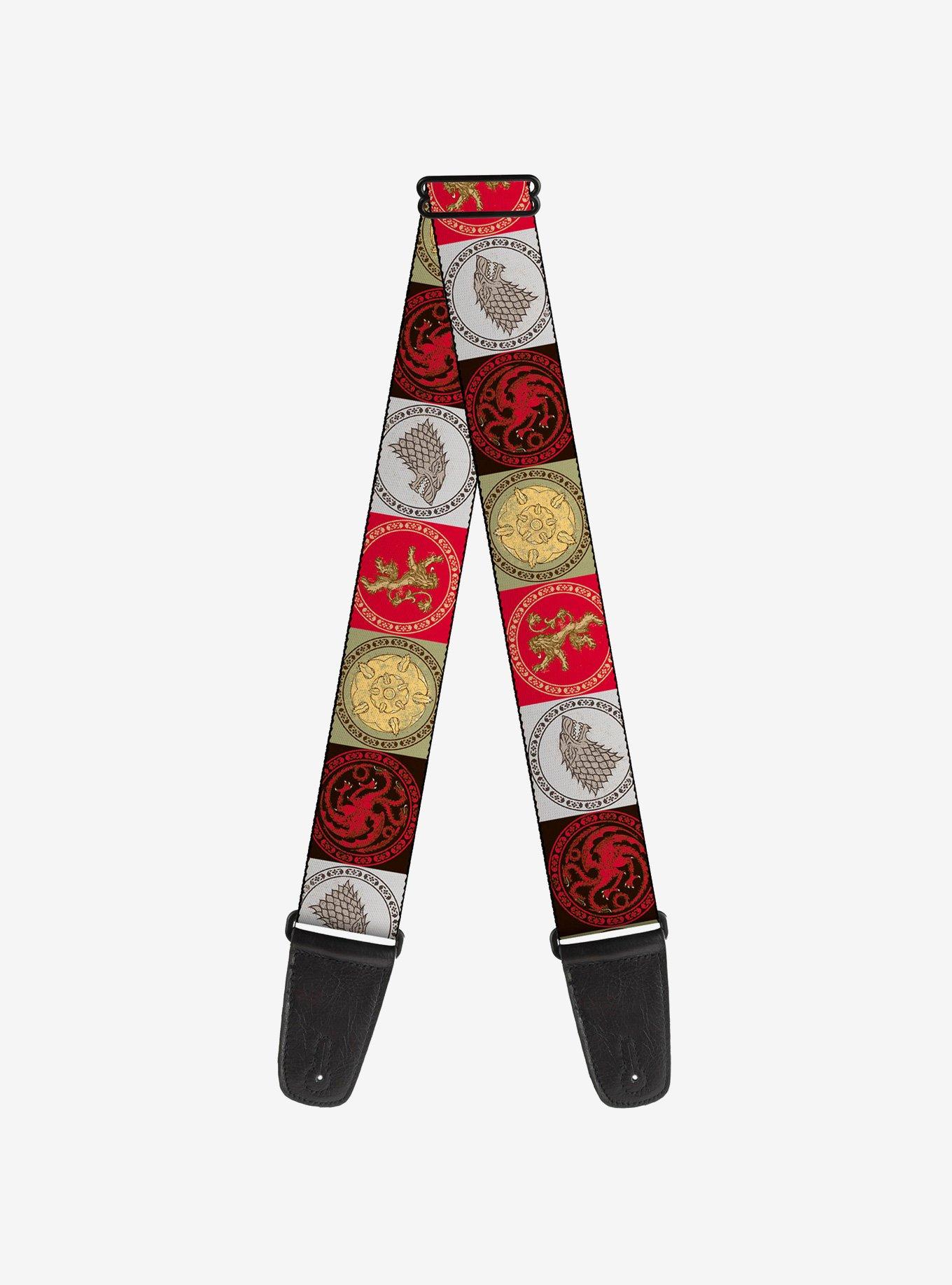 Game of Thrones 4 House Sigil Symbol Blocks Multi Guitar Strap, , hi-res