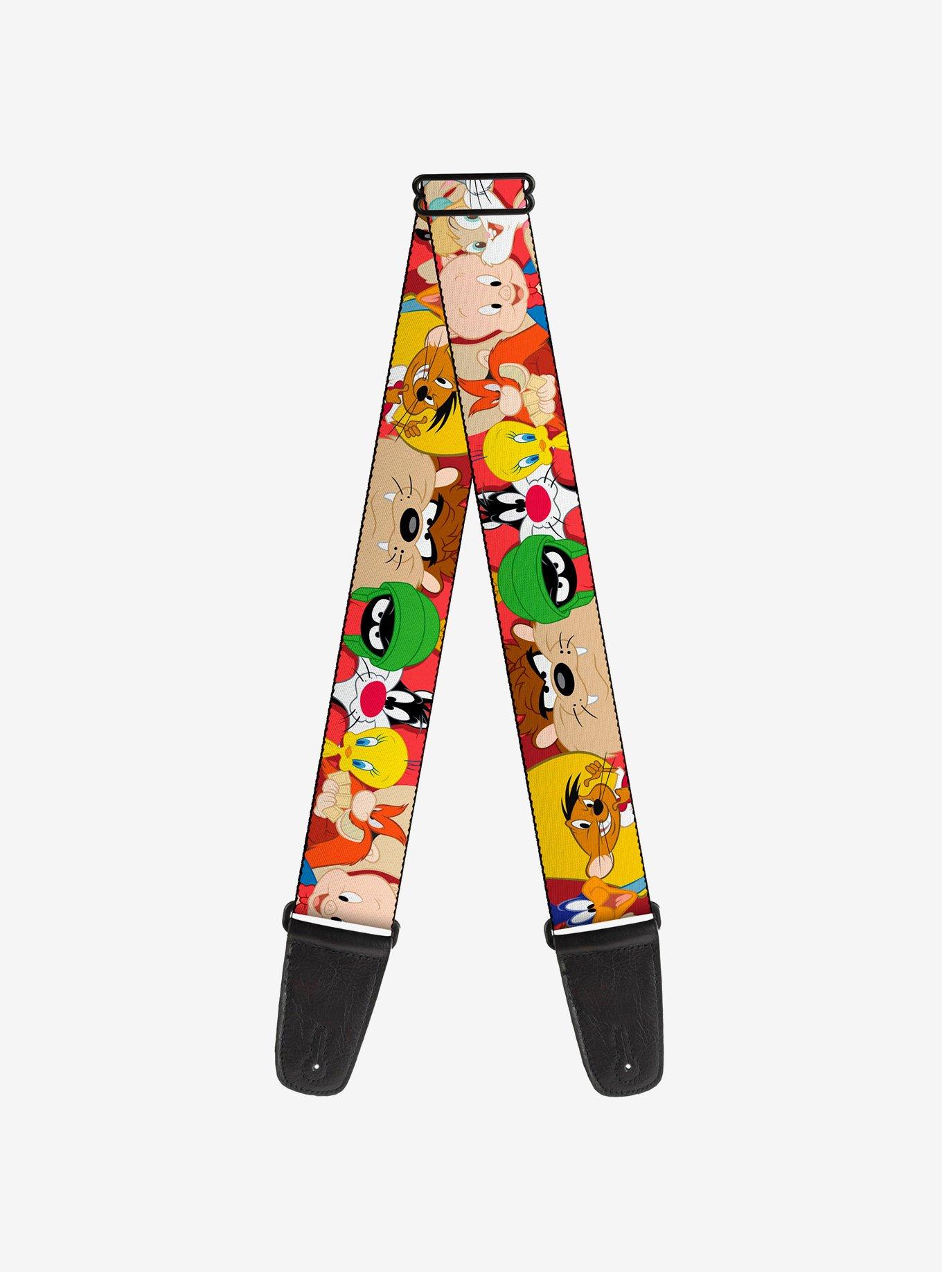 Looney Tunes Twelve Character Expressions Red Guitar Strap, , hi-res
