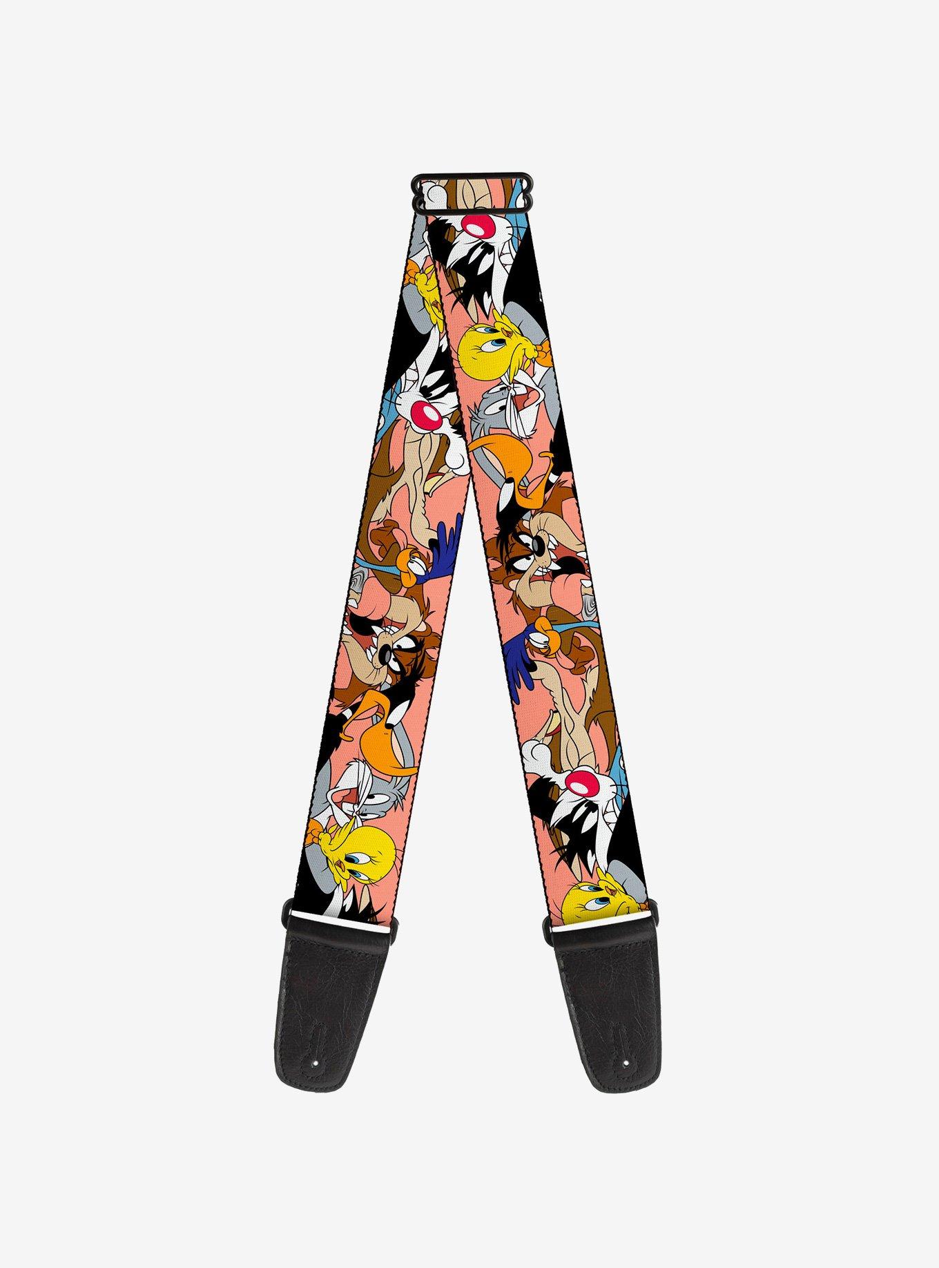 Looney Tunes Seven Character Poses Stacked Peach Guitar Strap, , hi-res