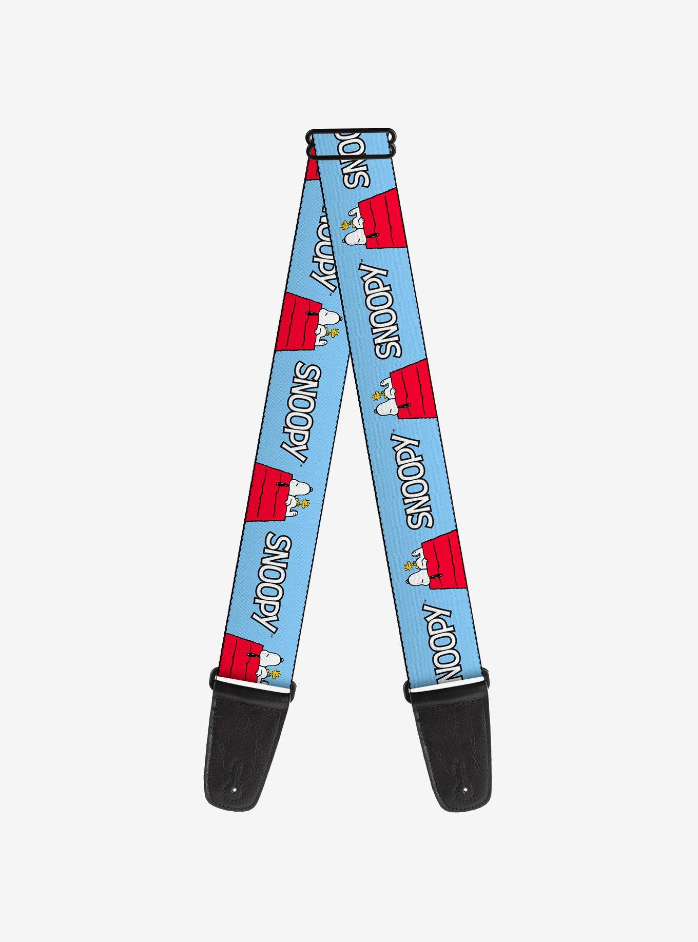 Peanuts Snoopy and Woodstock Dog House Pose and Text Guitar Strap, , hi-res