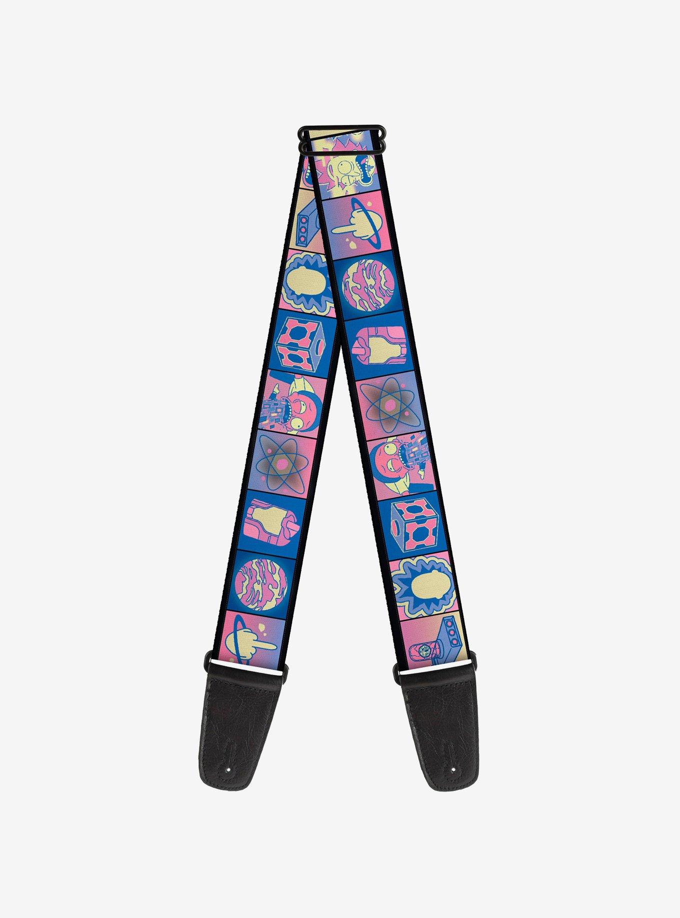 Rick and Morty Character Pose and Icon Blocks Guitar Strap, , hi-res