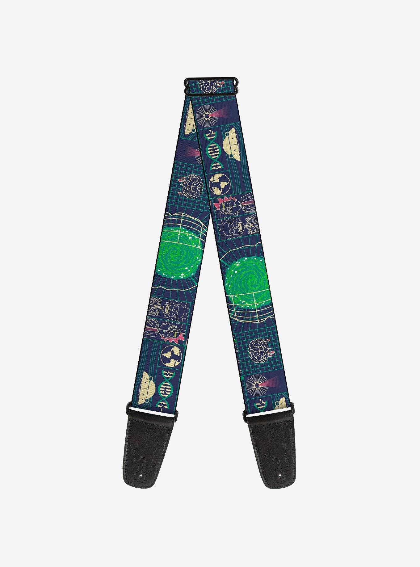 Rick and Morty Dimensional Portal Icons Collage Guitar Strap, , hi-res