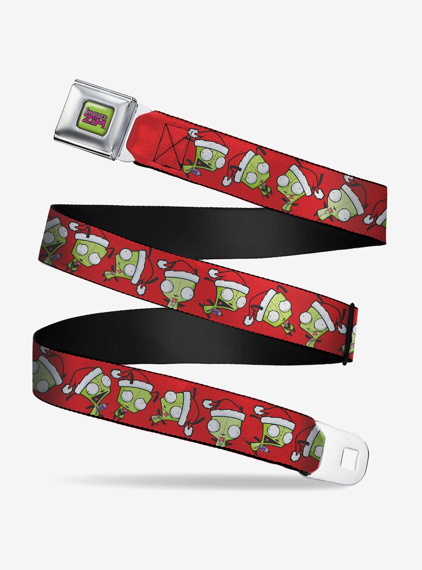 Invader Zim Holiday GIR Santa Poses Red Seatbelt Buckle Belt, , hi-res