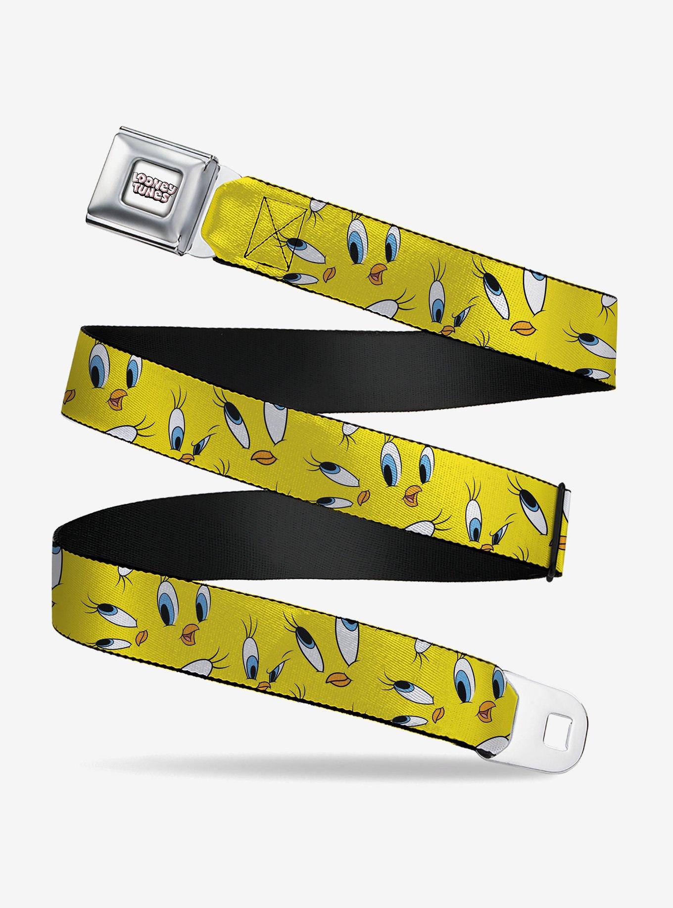 Looney Tunes Tweety Expression and Eyes Scattered Seatbelt Buckle Belt, , hi-res