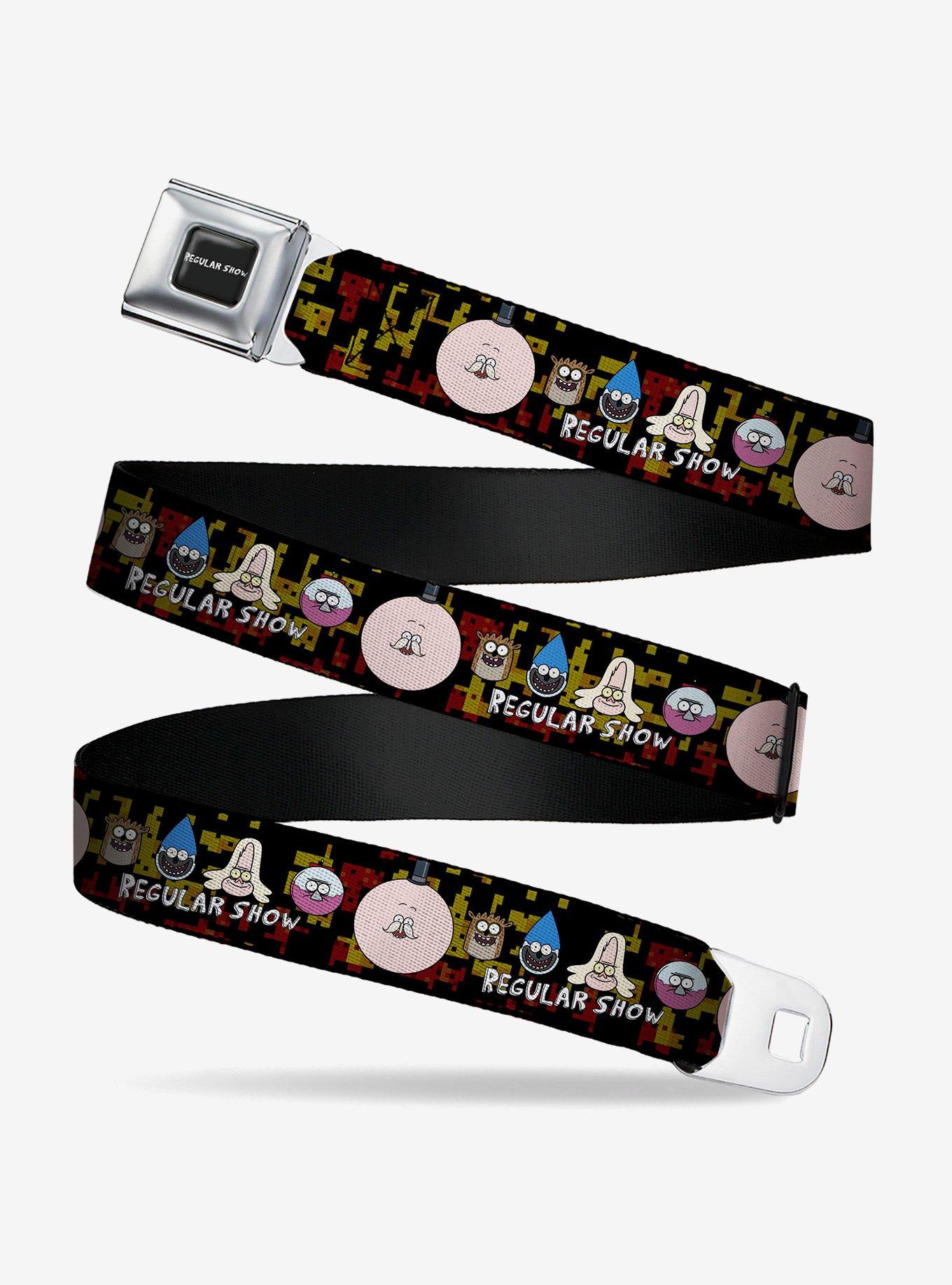 Regular Show Five Character Faces Black Seatbelt Buckle Belt, , hi-res
