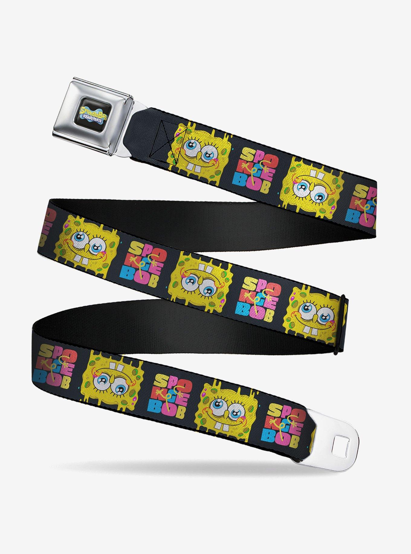 SpongeBob SquarePants Text Block and Smiling Face Multi Seatbelt Buckle Belt, , hi-res