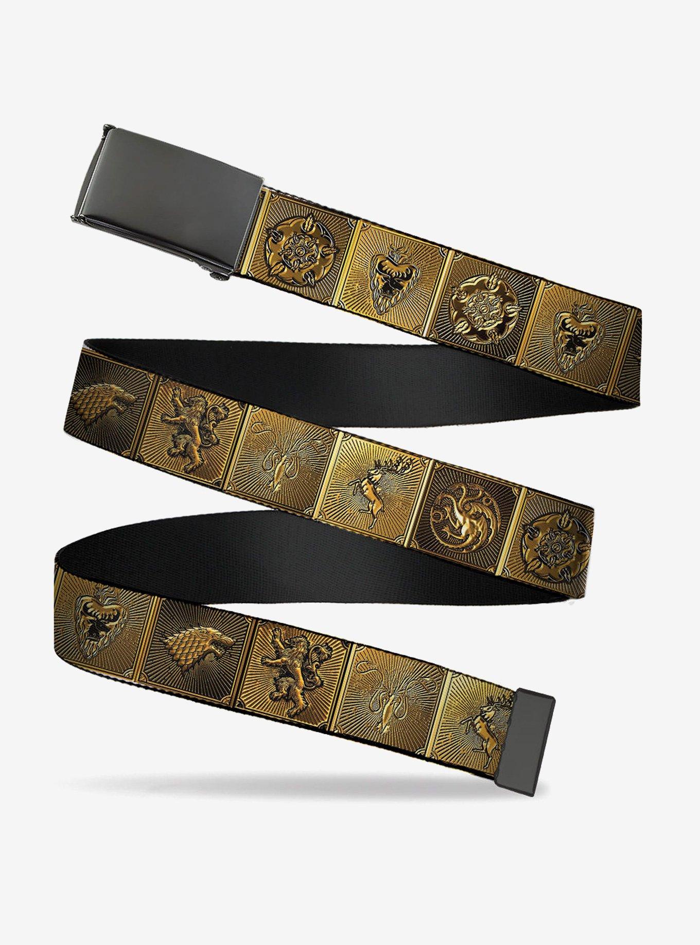 Game of Thrones House Sigil Blocks Gold Clamp Buckle Belt, , hi-res