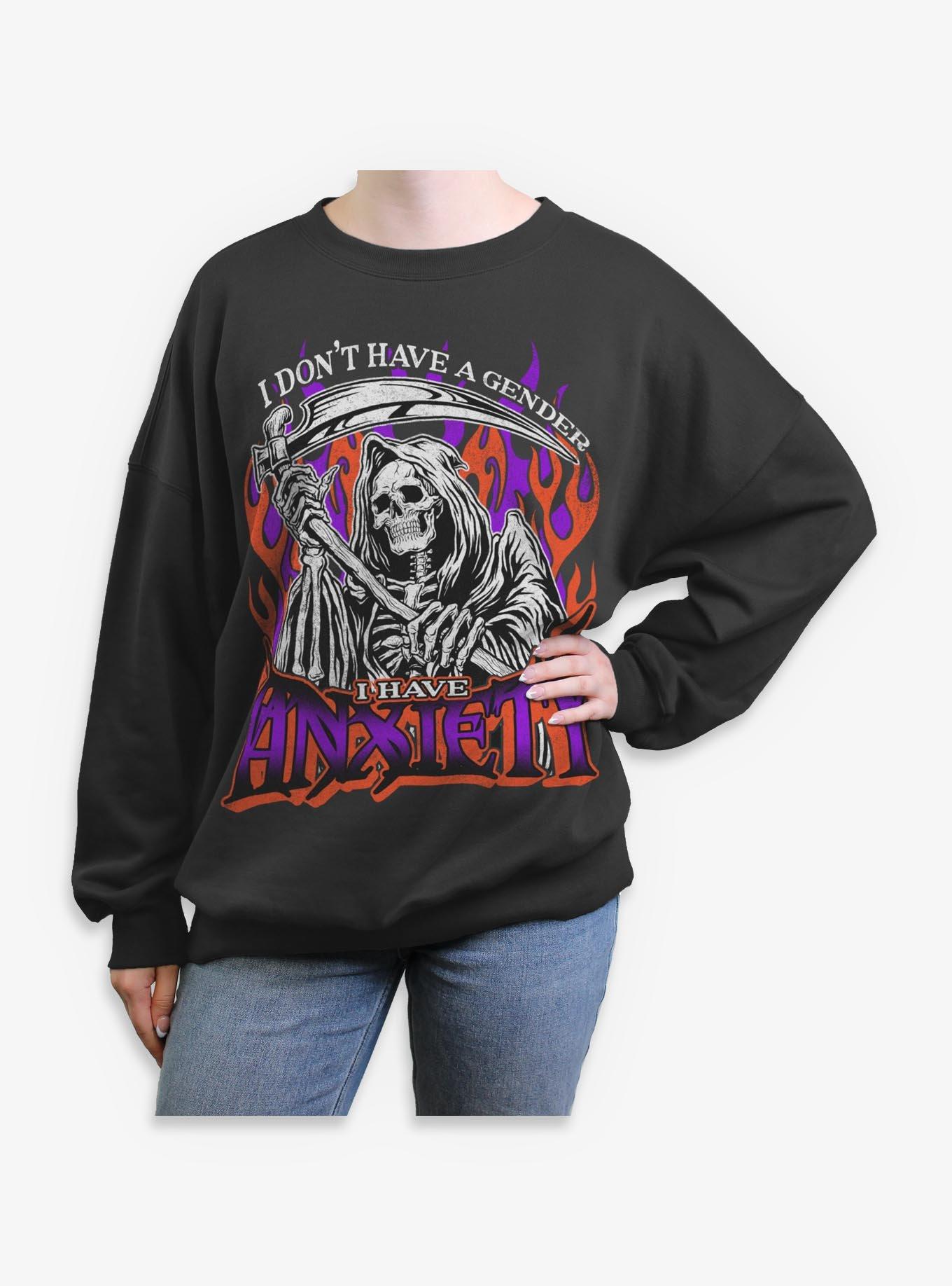 I Don't Have A Gender I Have Anxiety Womens Oversized Sweatshirt BoxLunch Exclusive, , hi-res