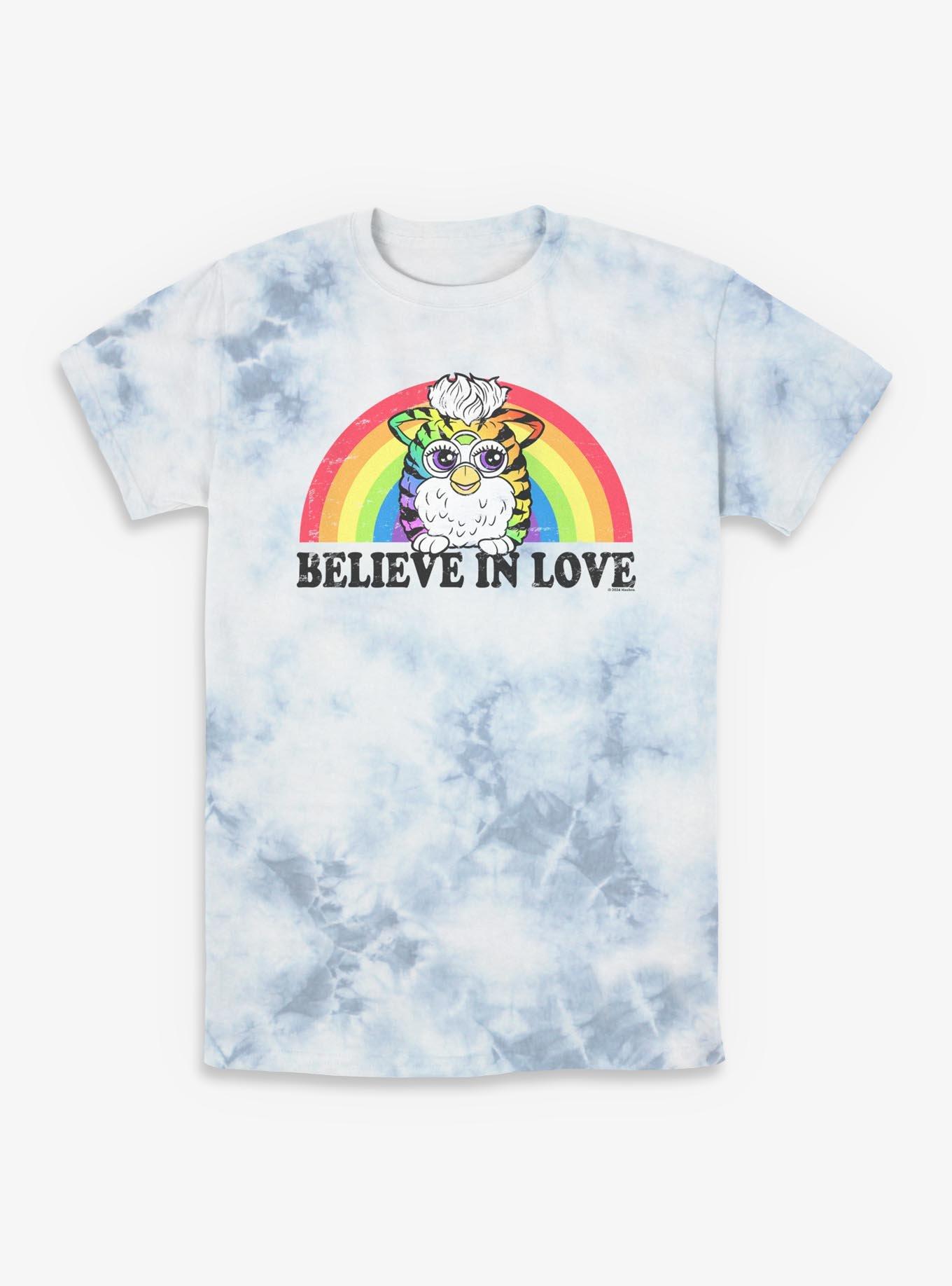 Furby Believe In Love Rainbow Tie-Dye T-Shirt, , hi-res