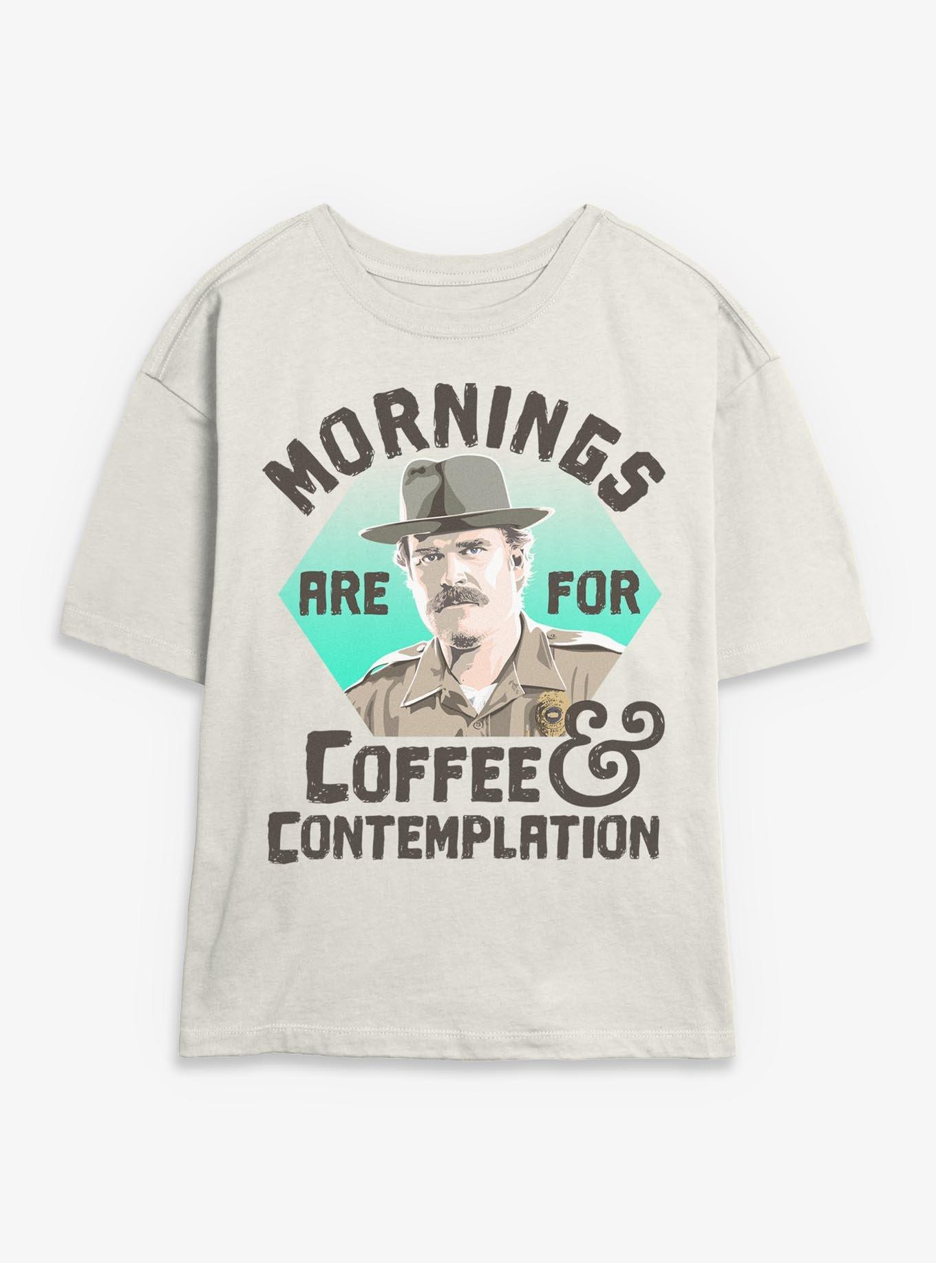 Stranger Things Hopper Coffee Morning Womens Skimmer Tee, , hi-res