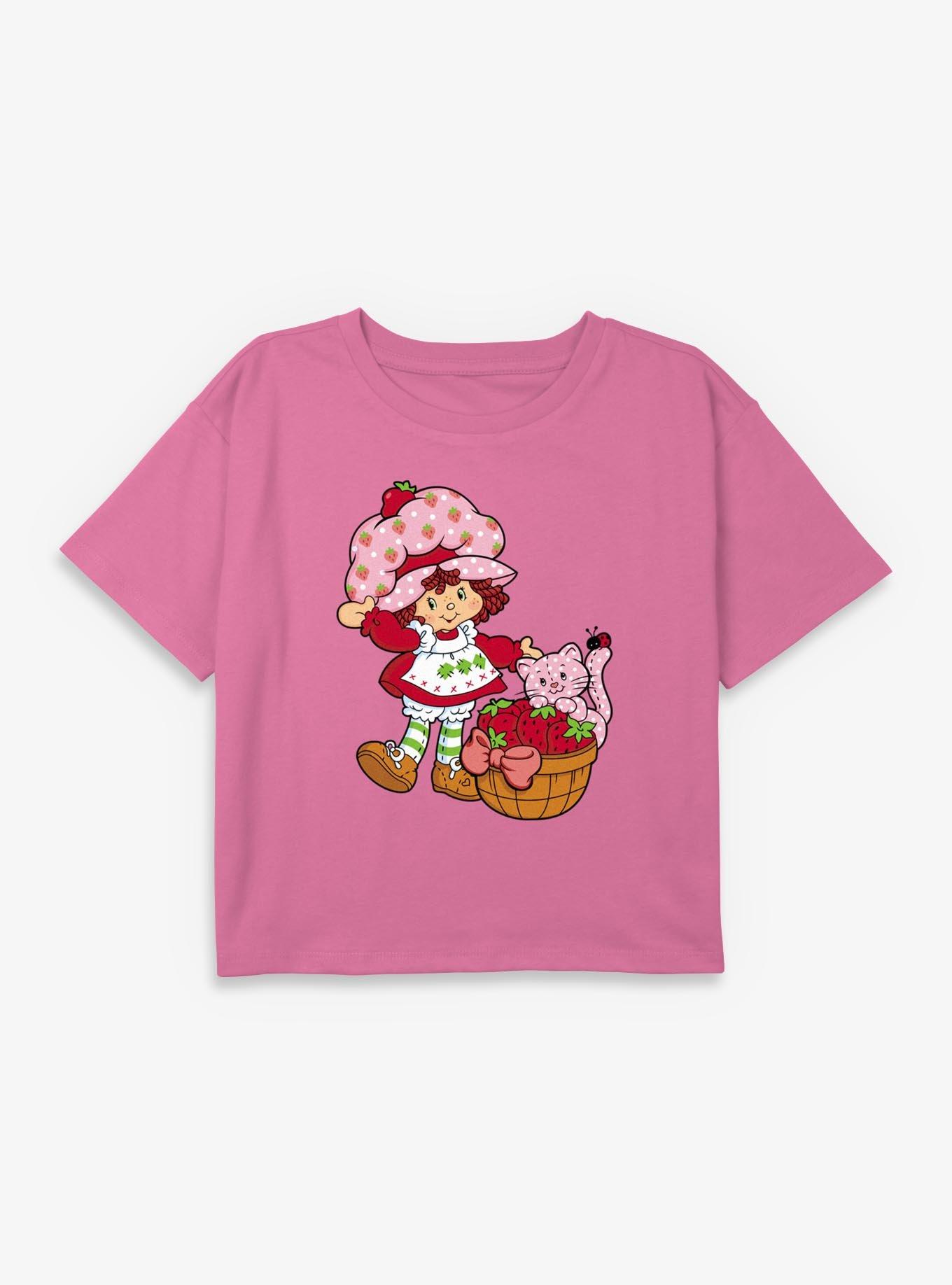 Strawberry Shortcake Custard Basket Youth Girls Boxy Crop T-Shirt, , hi-res