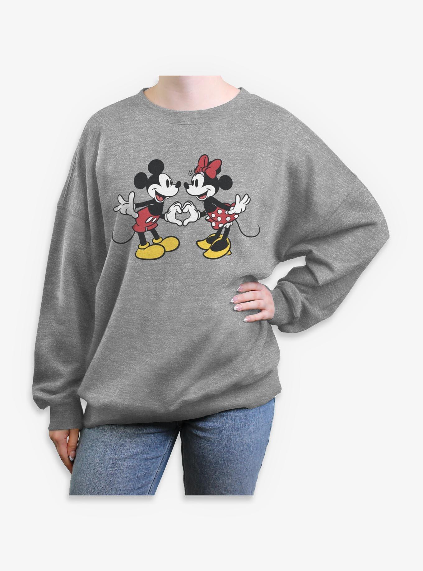 Disney Mickey Mouse Couple Heart Womens Oversized Sweatshirt, , hi-res