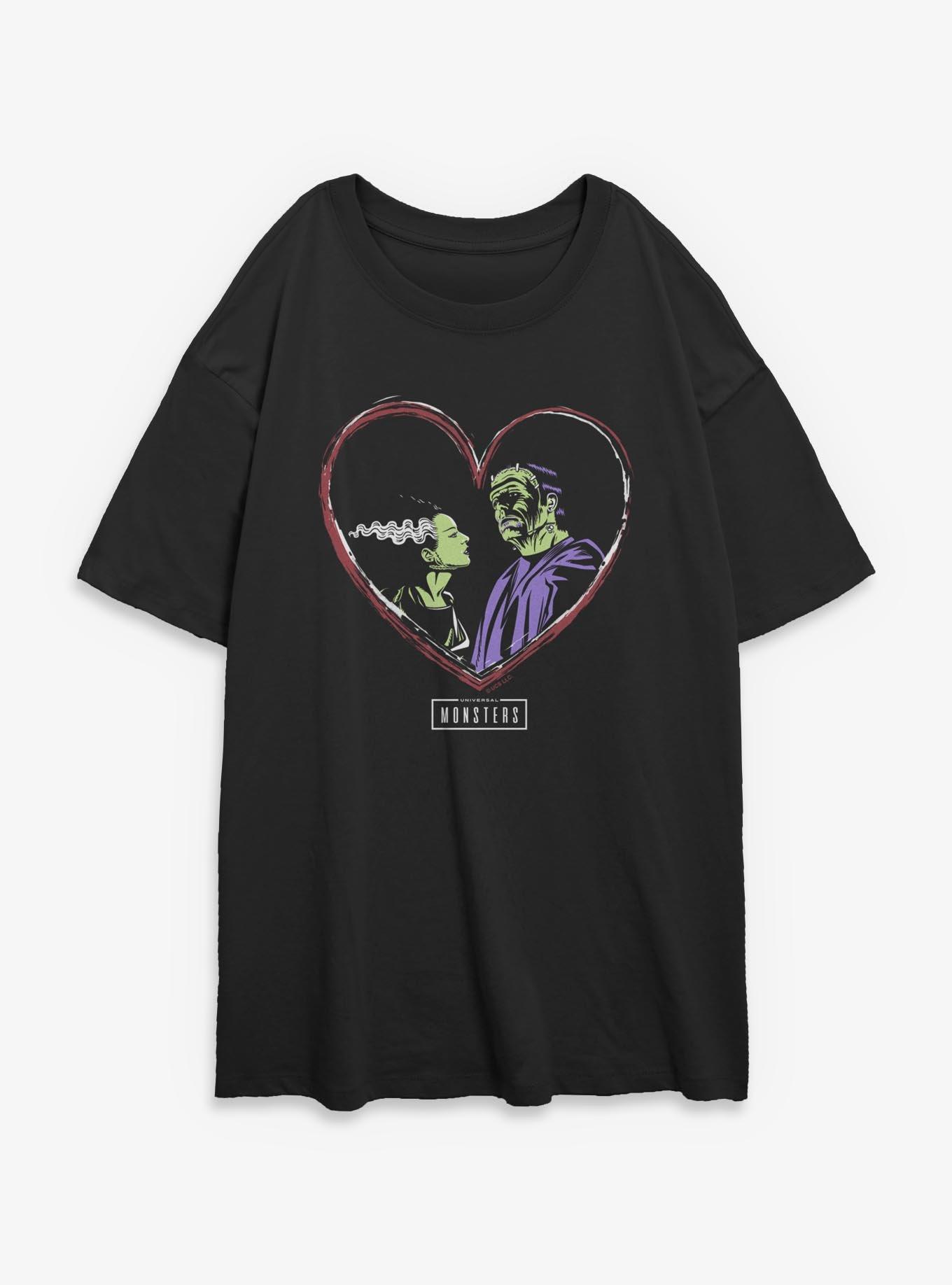 Universal Monsters Frankenstein & Bride Of Frankenstein Love Womens Oversized T-Shirt, , hi-res