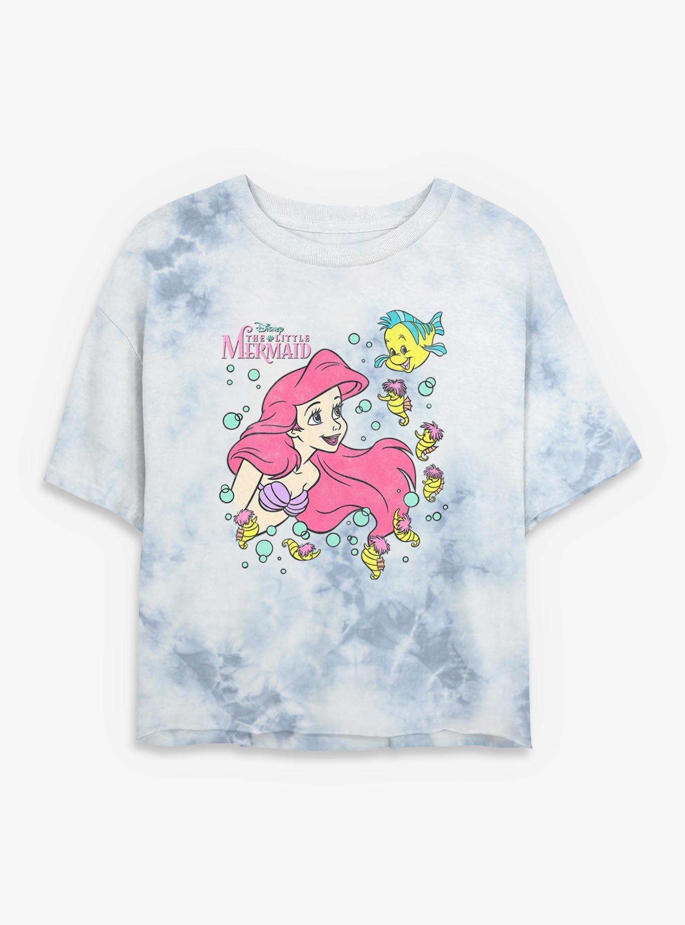 Disney The Little Mermaid Ariel N Friends Tie Dye Crop Womens T-Shirt, , hi-res