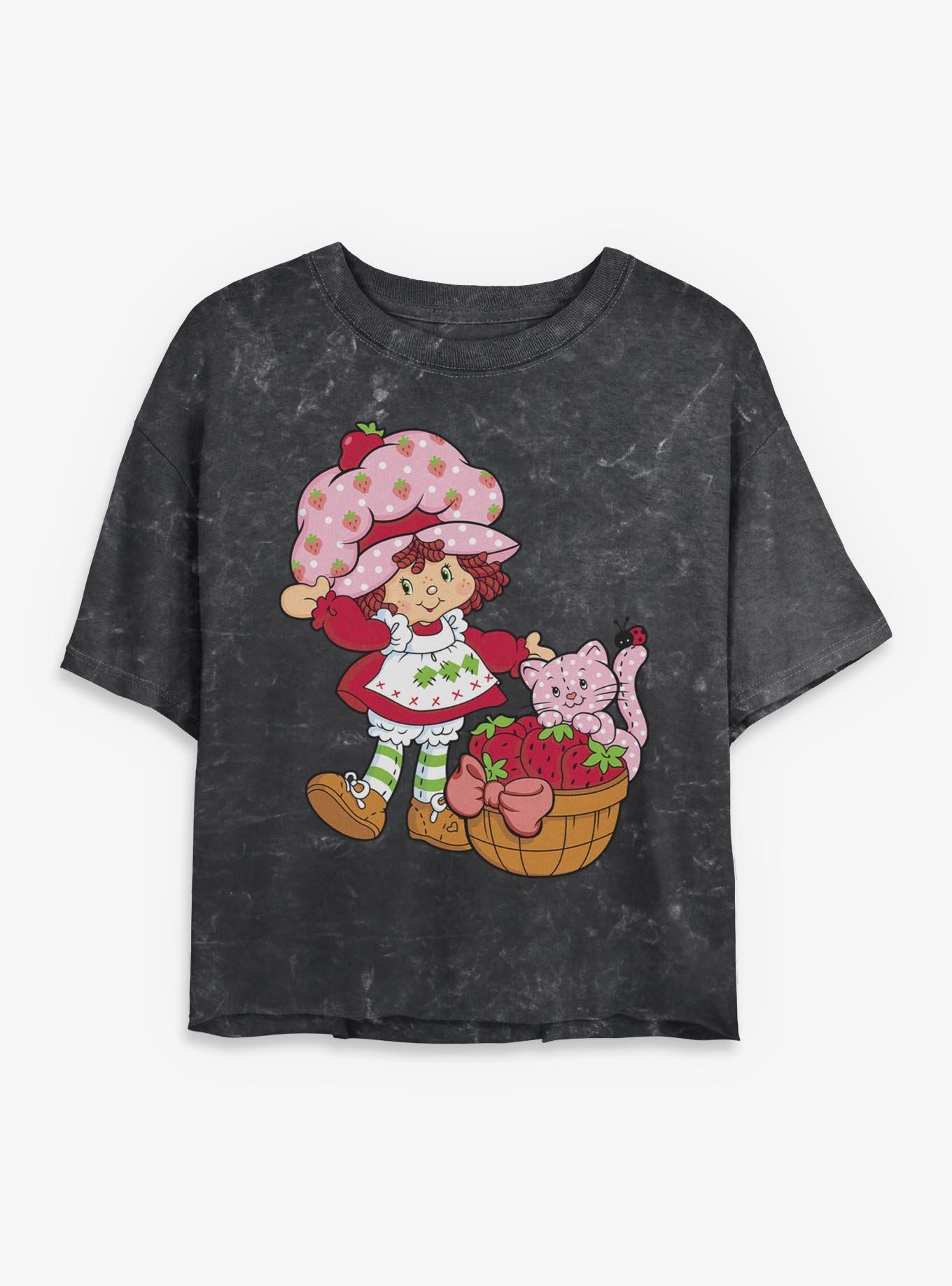 Strawberry Shortcake Custard Basket Mineral Wash Womens Crop T-Shirt, , hi-res