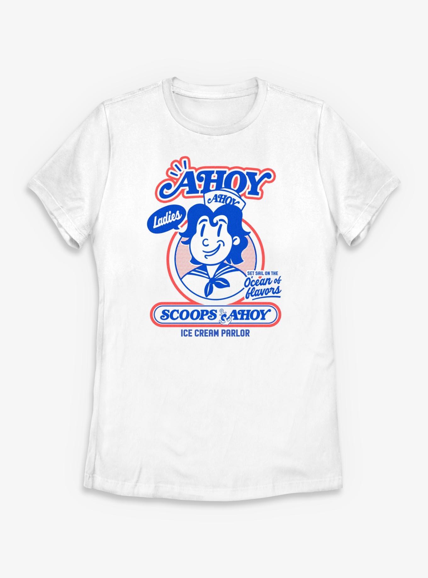 Stranger Things Retro Ahoy Badge Womens T-Shirt, WHITE, hi-res view 1