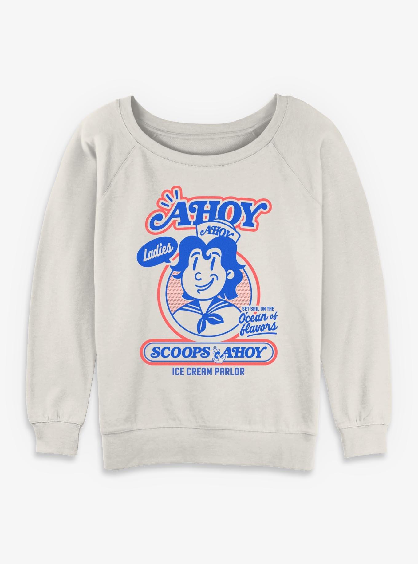 Stranger Things Retro Ahoy Badge Womens Slouchy Sweatshirt, , hi-res