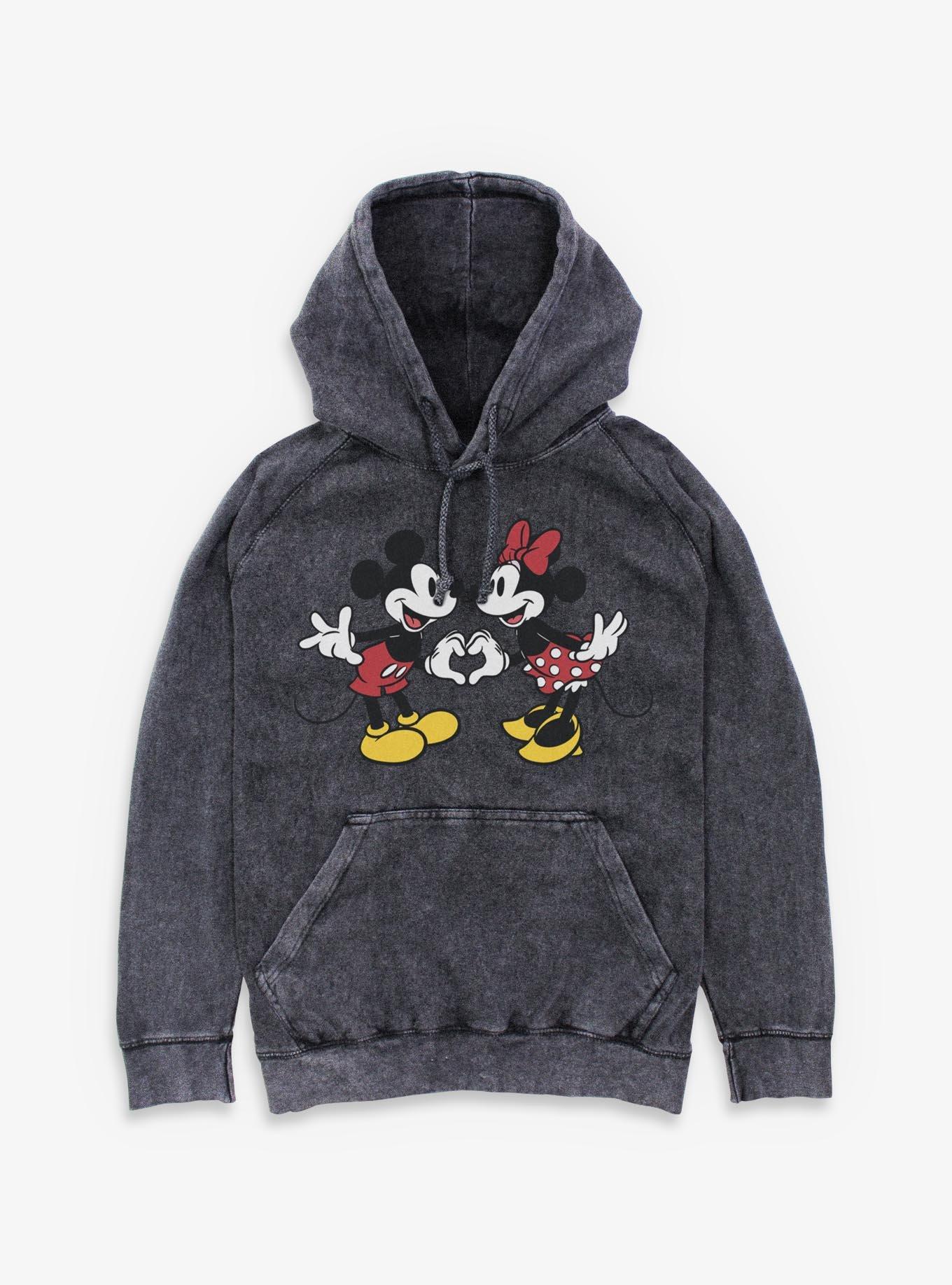 Disney Mickey Mouse Couple Heart Mineral Wash Hoodie, , hi-res