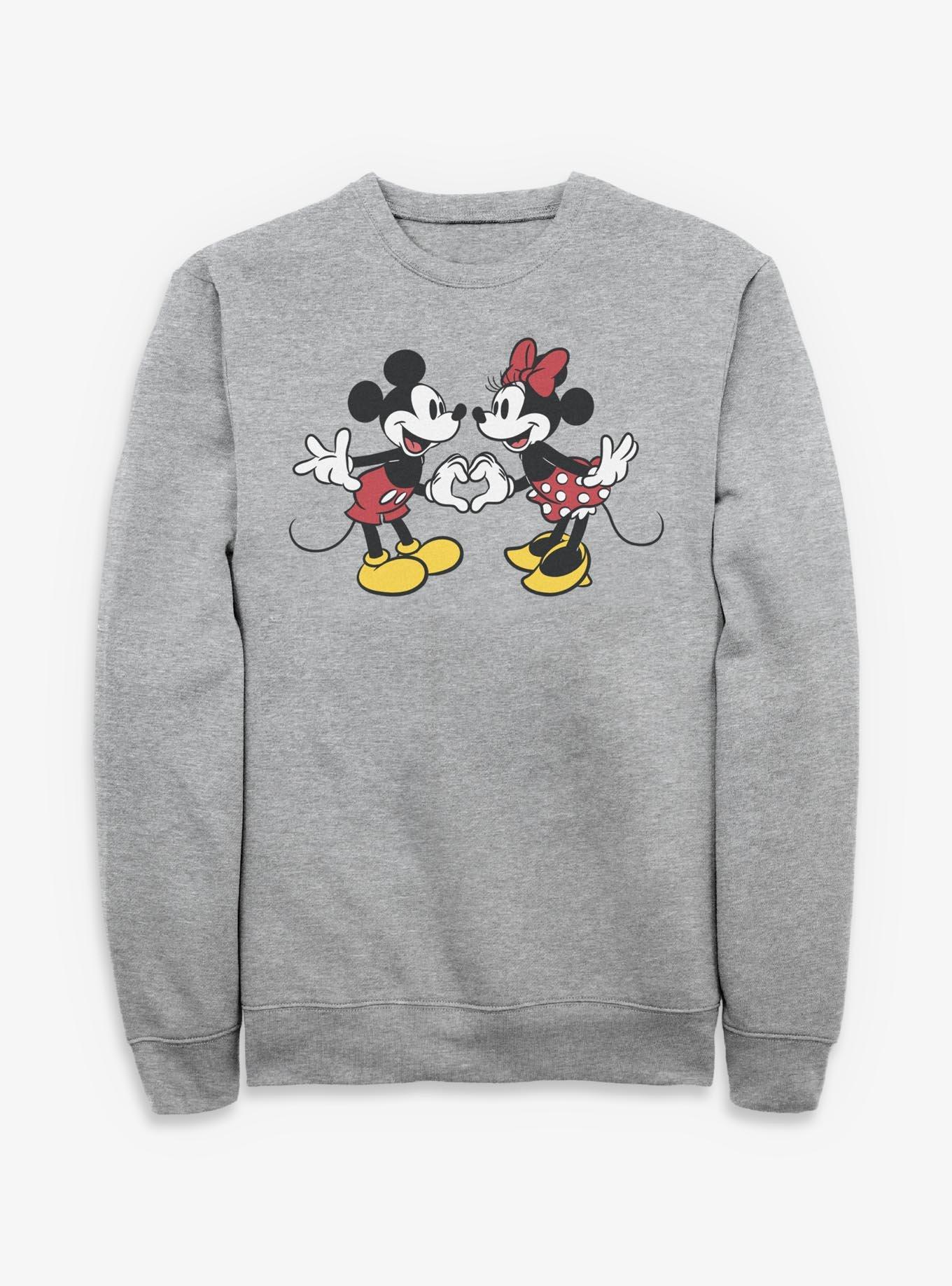 Disney Mickey Mouse Couple Heart Sweatshirt, ATH HTR, hi-res view 1