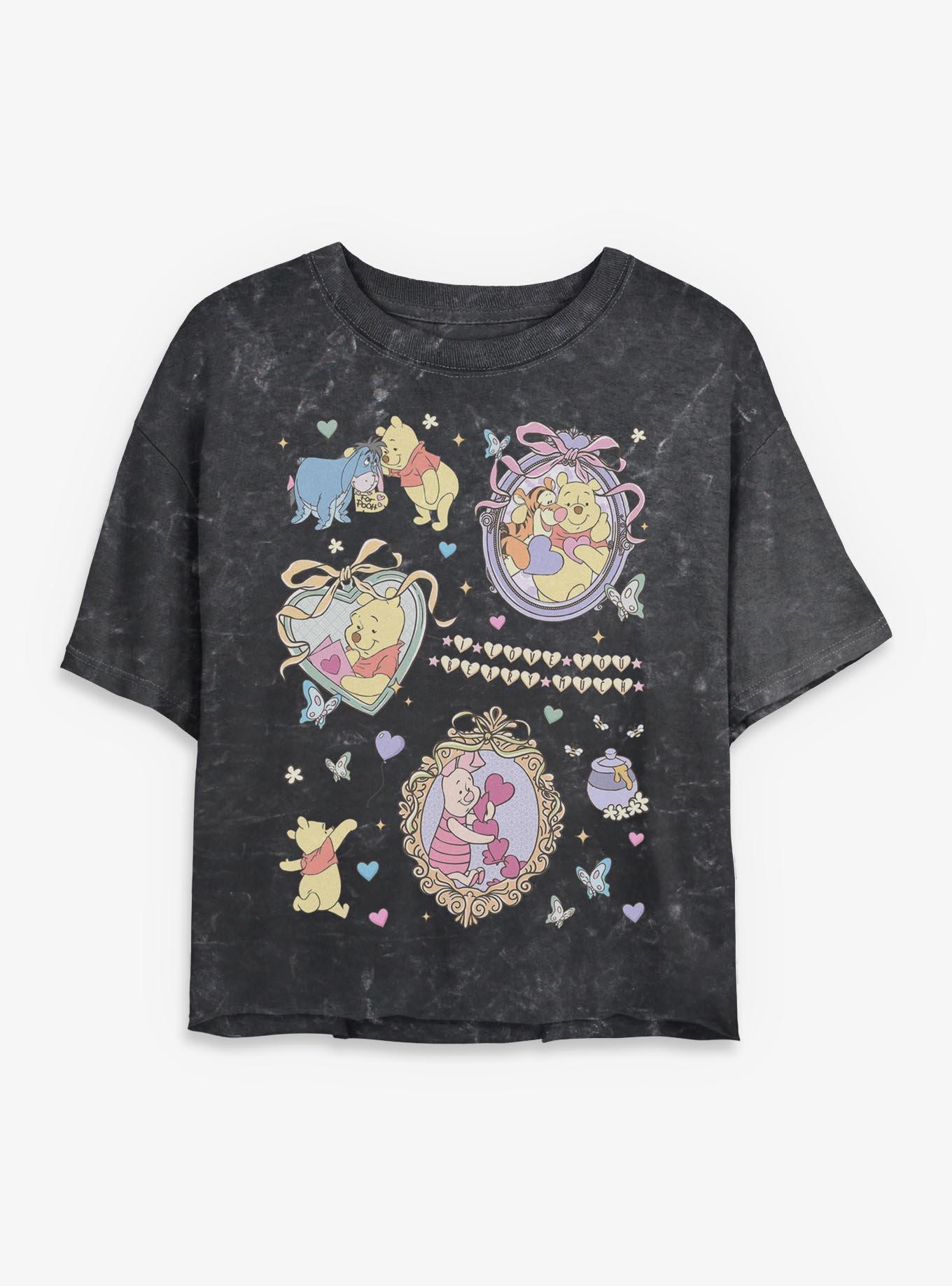 Disney Winnie The Pooh Friendship Collage Mineral Wash Womens Crop T-Shirt, , hi-res