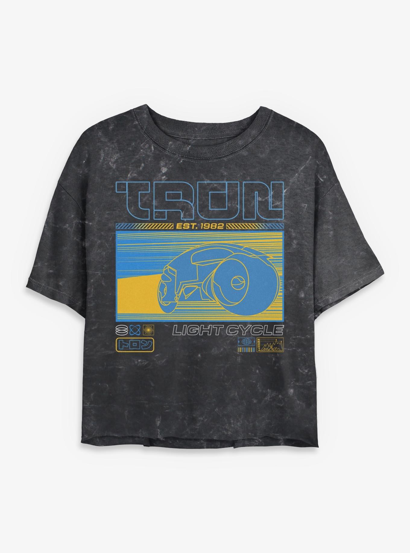 Tron Light Cycle Futuristic Mineral Wash Womens Crop T-Shirt, , hi-res