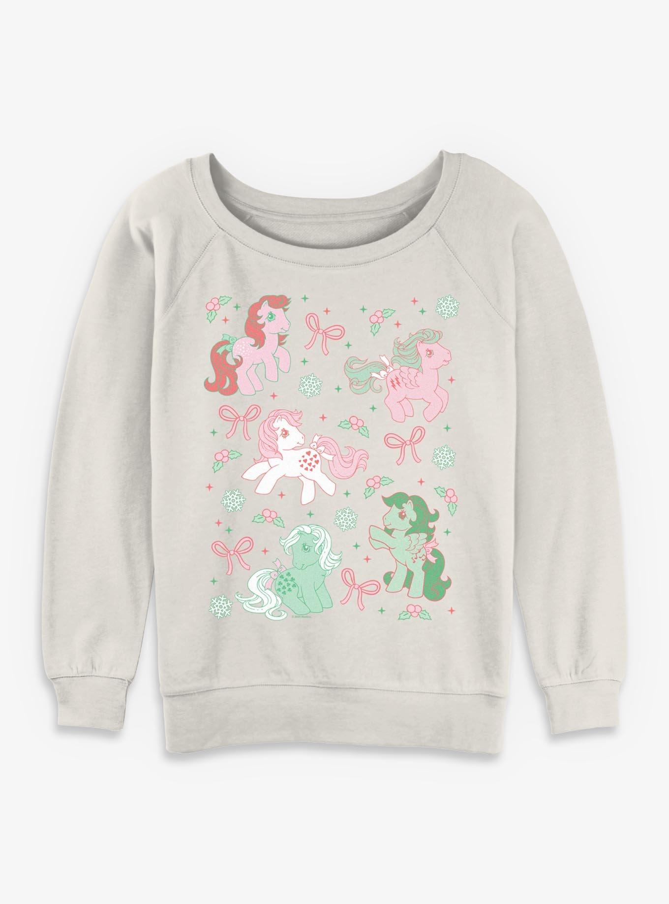 My Little Pony Cute Christmas Pony Womens Slouchy Sweatshirt, EGRET, hi-res view 1