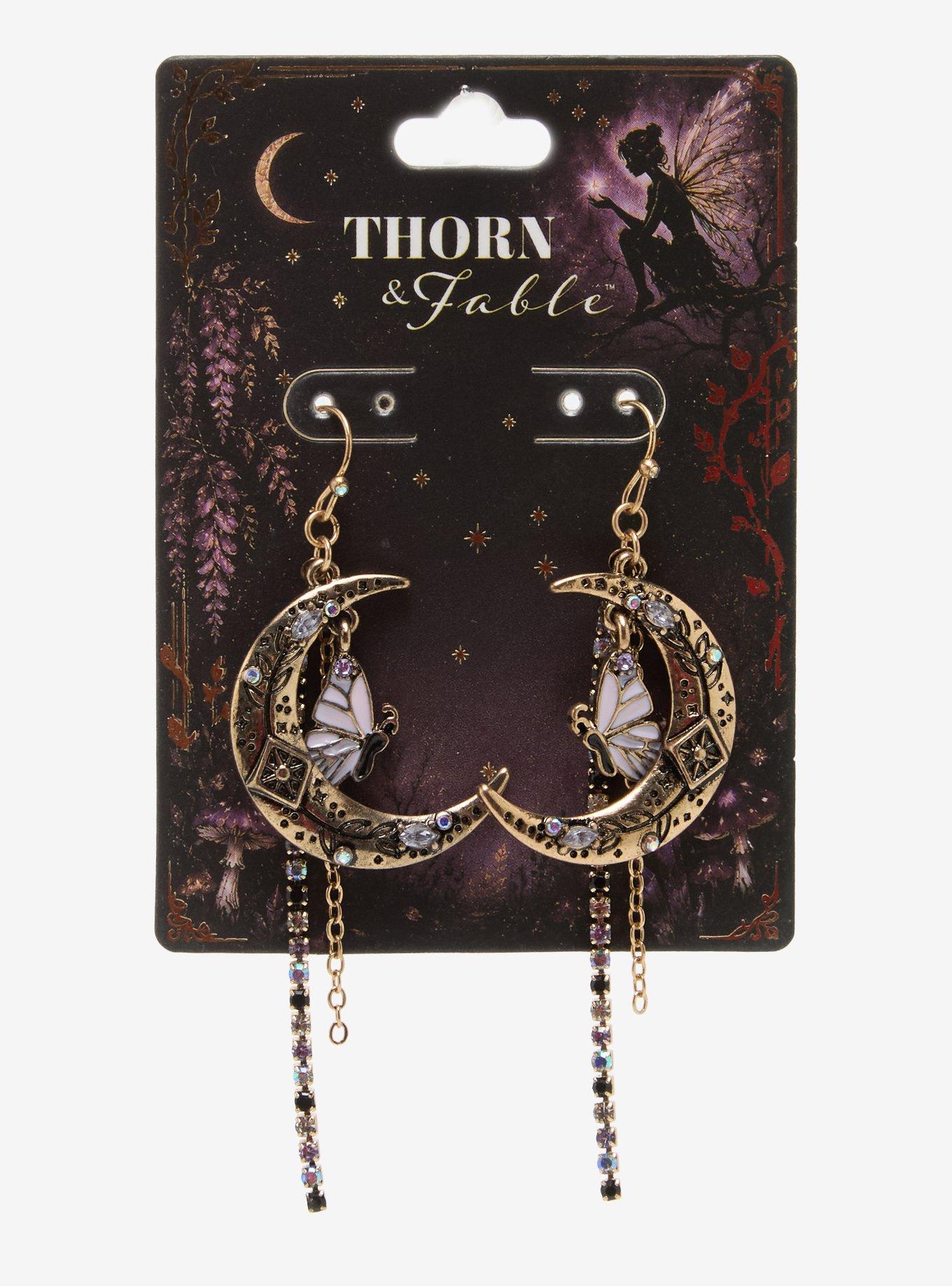Thorn & Fable Muted Butterfly Moon Earrings