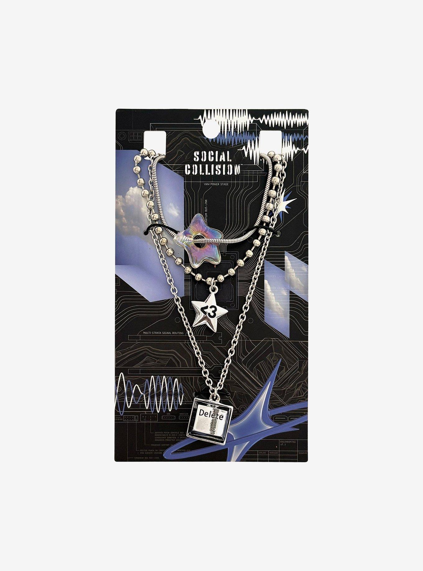 00s civarize 多重 necklace archive y2k V系 Social Collision Y2K Star Necklace Set | Hot Topic