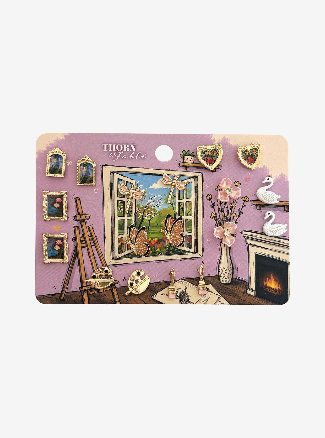 Thorn & Fable Framed Painting Stud Earring Set