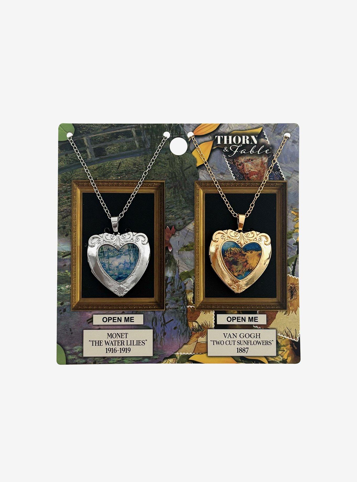 Thorn & Fable Monet & Van Gogh Heart Locket Best Friend Necklace Set