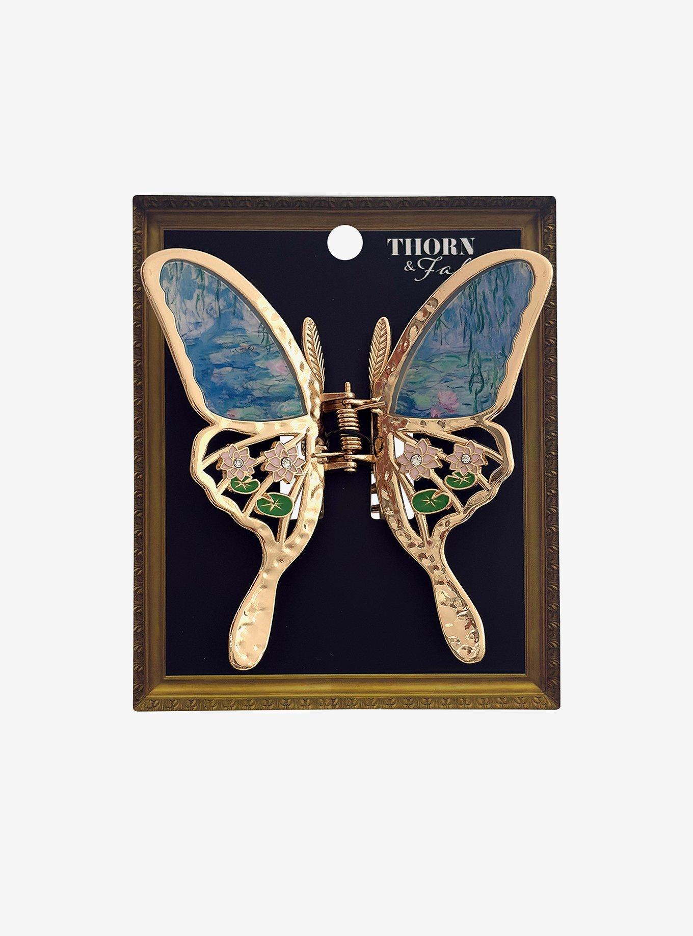 Thorn & Fable Monet Water Lilies Butterfly Claw Hair Clip